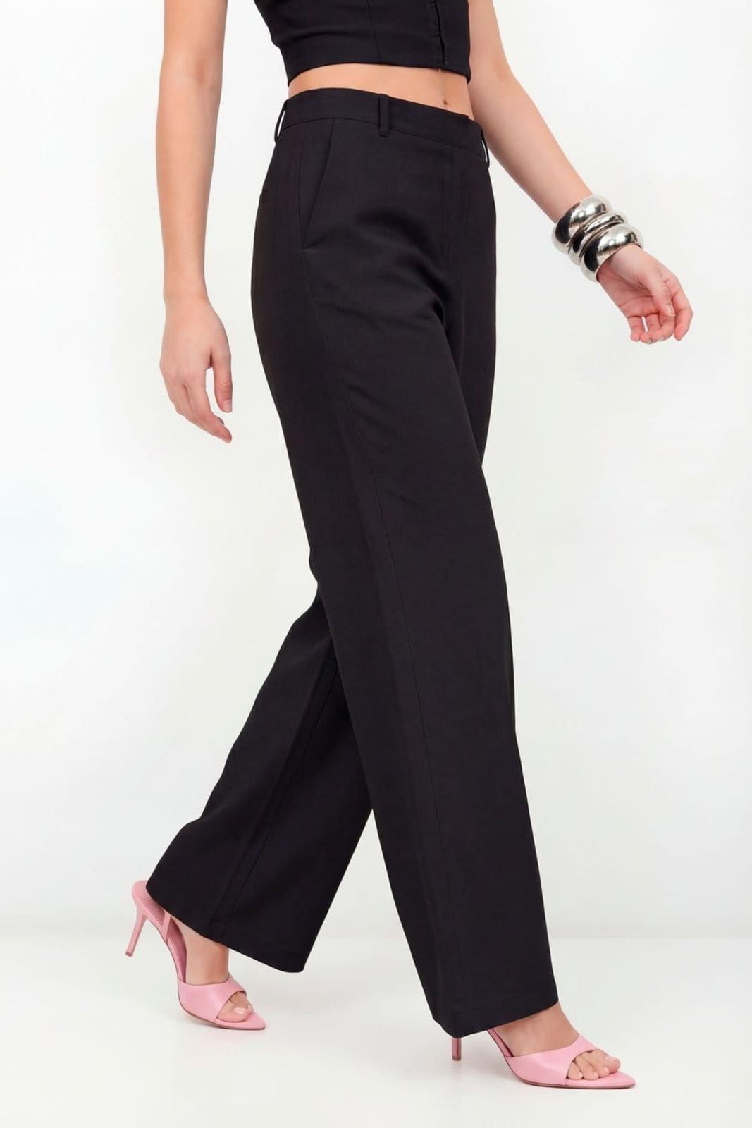 Vista 2 Calça Linho Bolso Embutido Feminina Inblanche preto