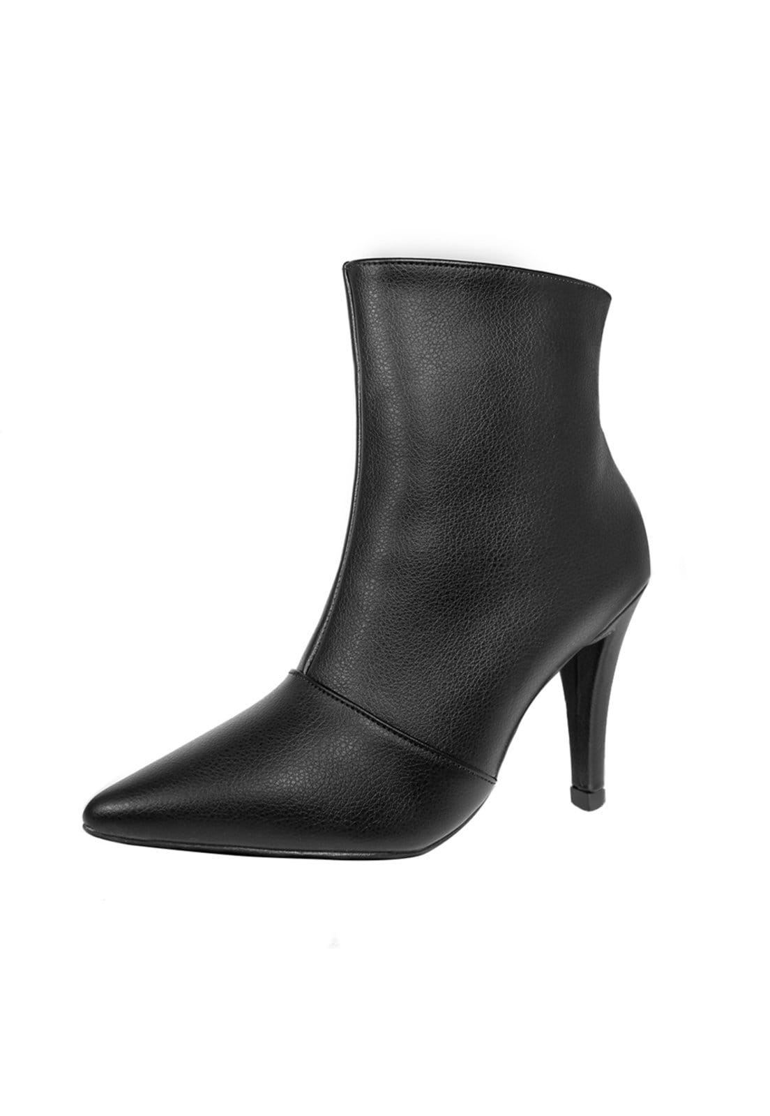Bota Salto Alto Fino Cano Curto Bico Fino Luiza Sobreira Preta Mod. 2229