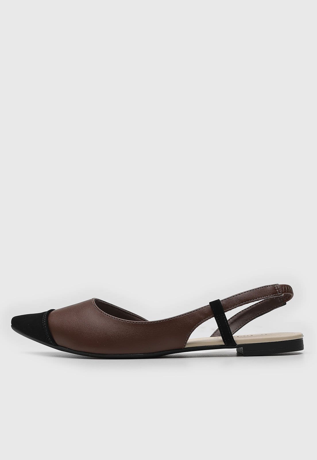 Sapatilha Feminina cê Slingback Bicolor e Preto