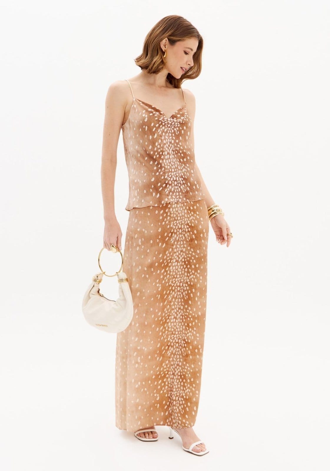 Saia Super Midi Reta Cintura Alta