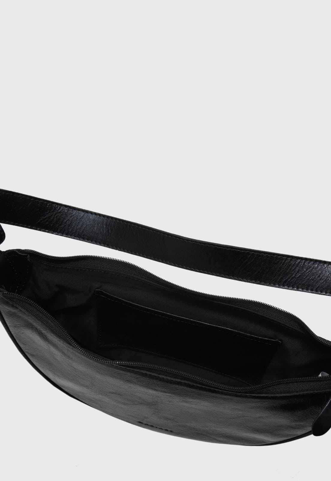 Vista 2 Bolsa Shoulder Couro Mariart Lima Preto Metalizado Mariart preto lima