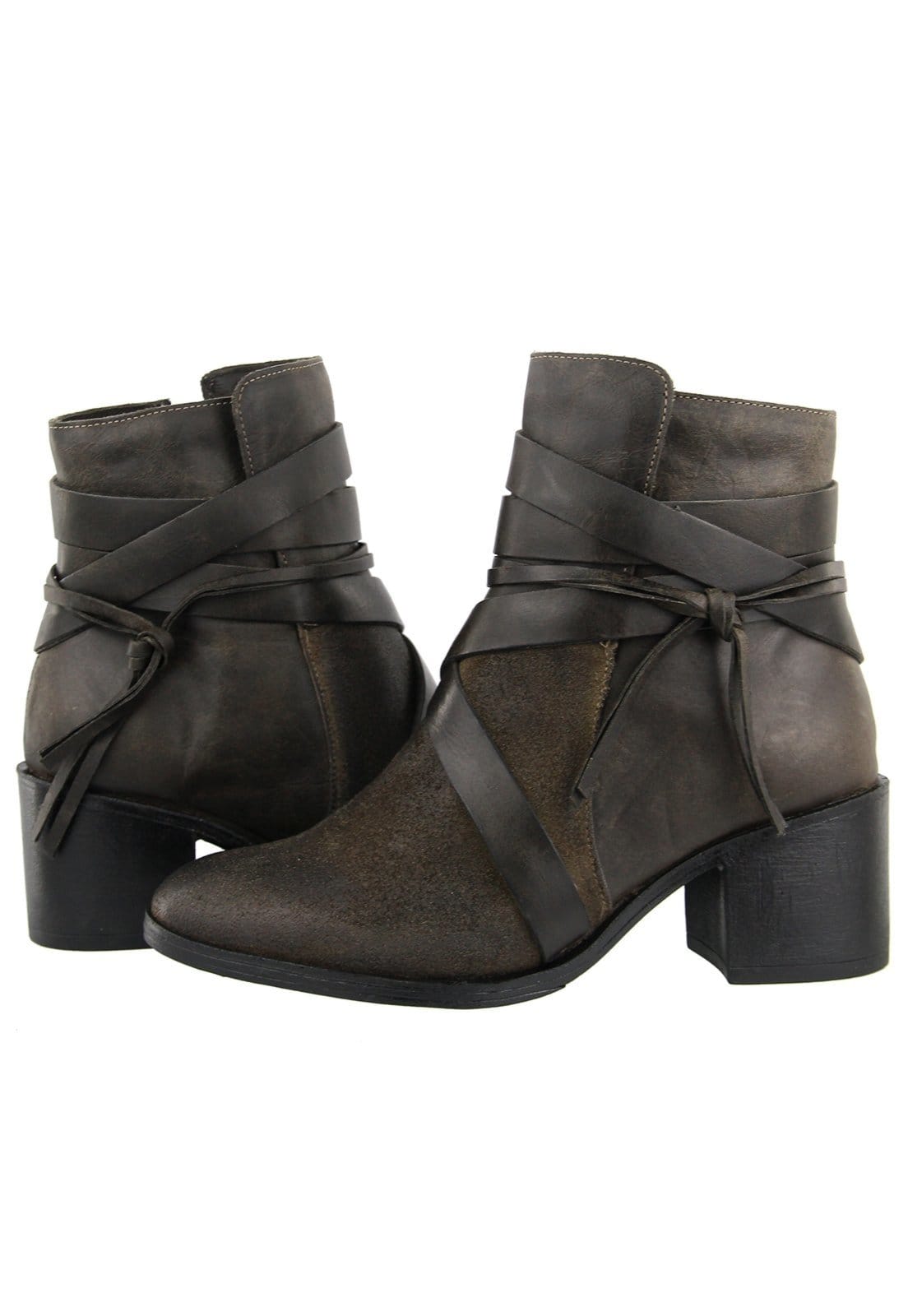 Vista 2 Bota Tranças em Couro Conforto Cano Médio Maria Paula Oliva MARIA PAULA verde oliva