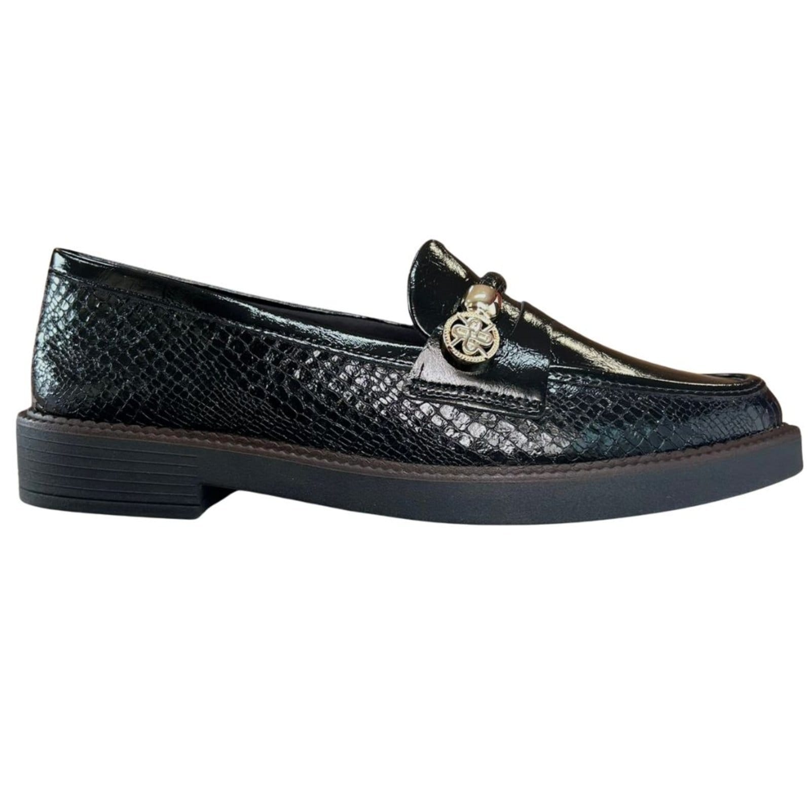 Vista 2 Mocassim Feminino Croco Verniz Sola Alta Ramarim 2611103 RAMARIM preto