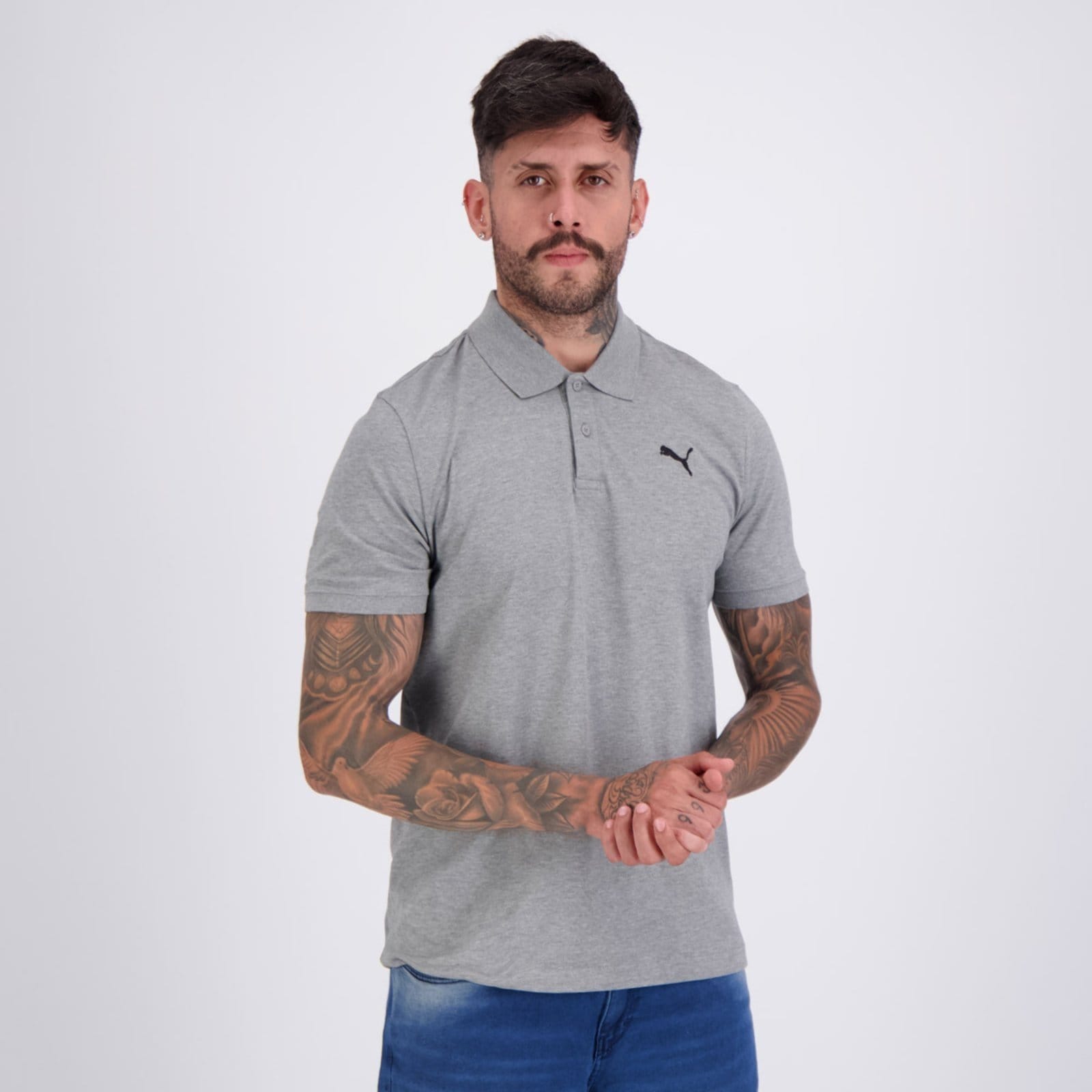 Vista 2 Polo Puma Ess Pique Puma cinza