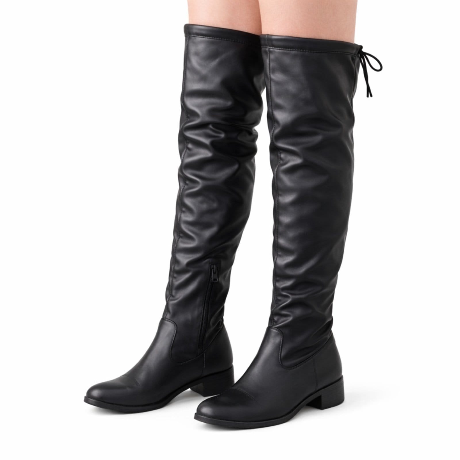 Bota Over Knee Feminina Strech Cano Alto BIco Fino Confortável Preta