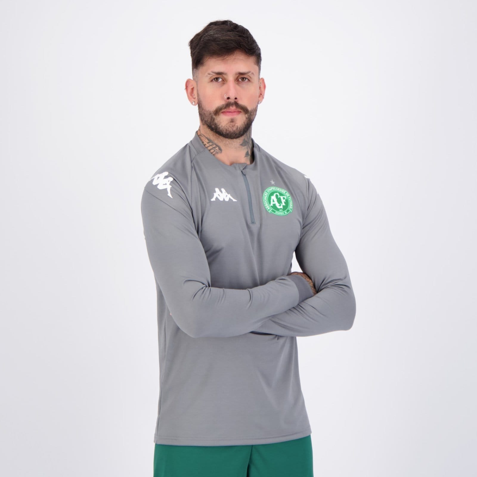 Vista 2 Blusão Kappa Chapecoense 2025 Goleiro Treino Kappa cinza