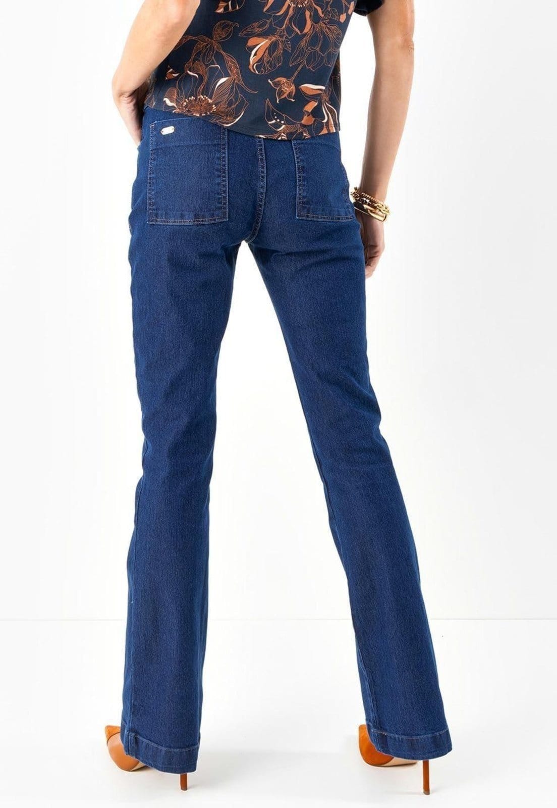 Vista 2 Calça Com Bolsos Funcionais E Faixa Quintess azul