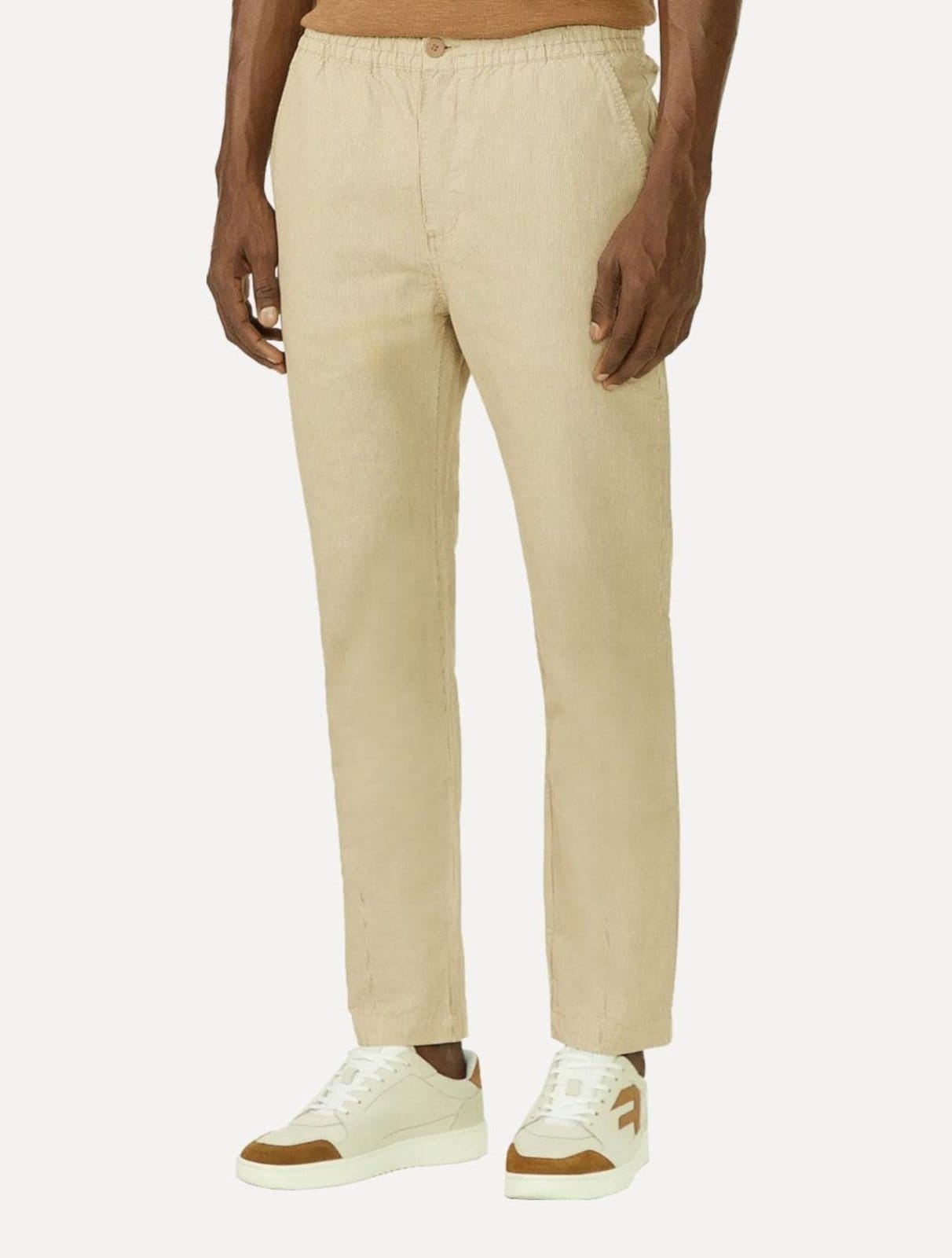 Calça Foxton Masculina Linho Nice Listrada Cáqui