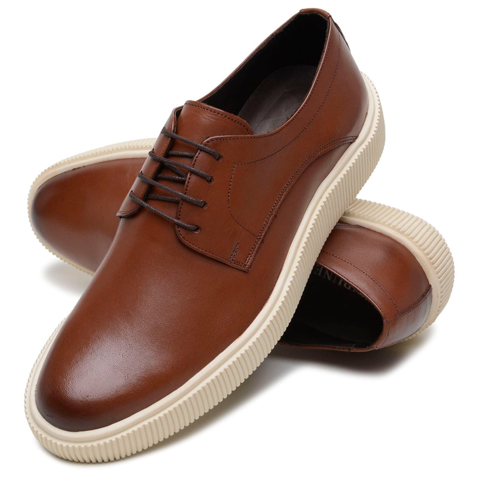 Sapato Masculino Casual Veritimo Sapatenis Em Couro Social Mocassim Sola Alta Elegante Whisky