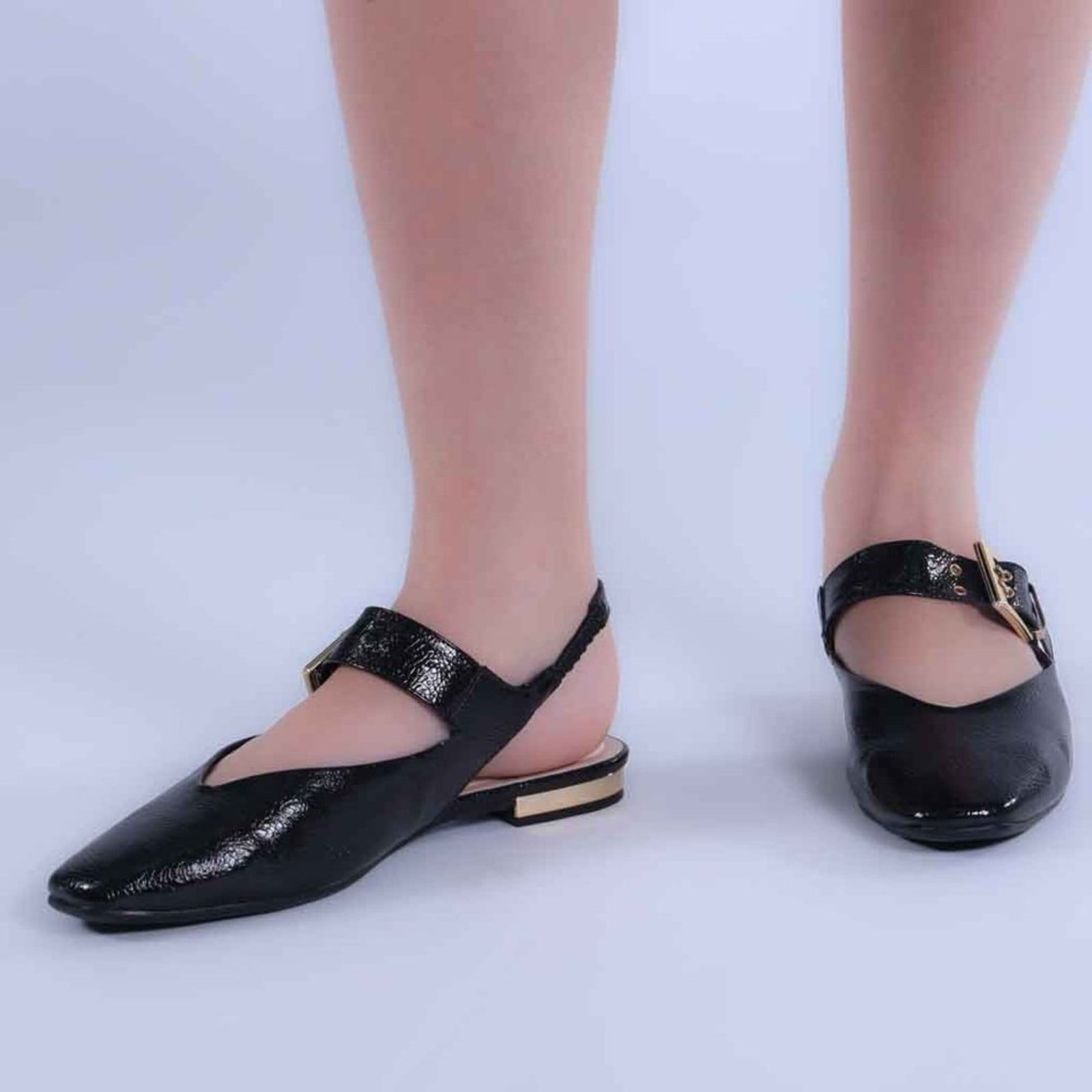 Vista 2 Sapatilha Feminina Zariff Slingback com Fivela T1128-333 Zariff Zariff preto