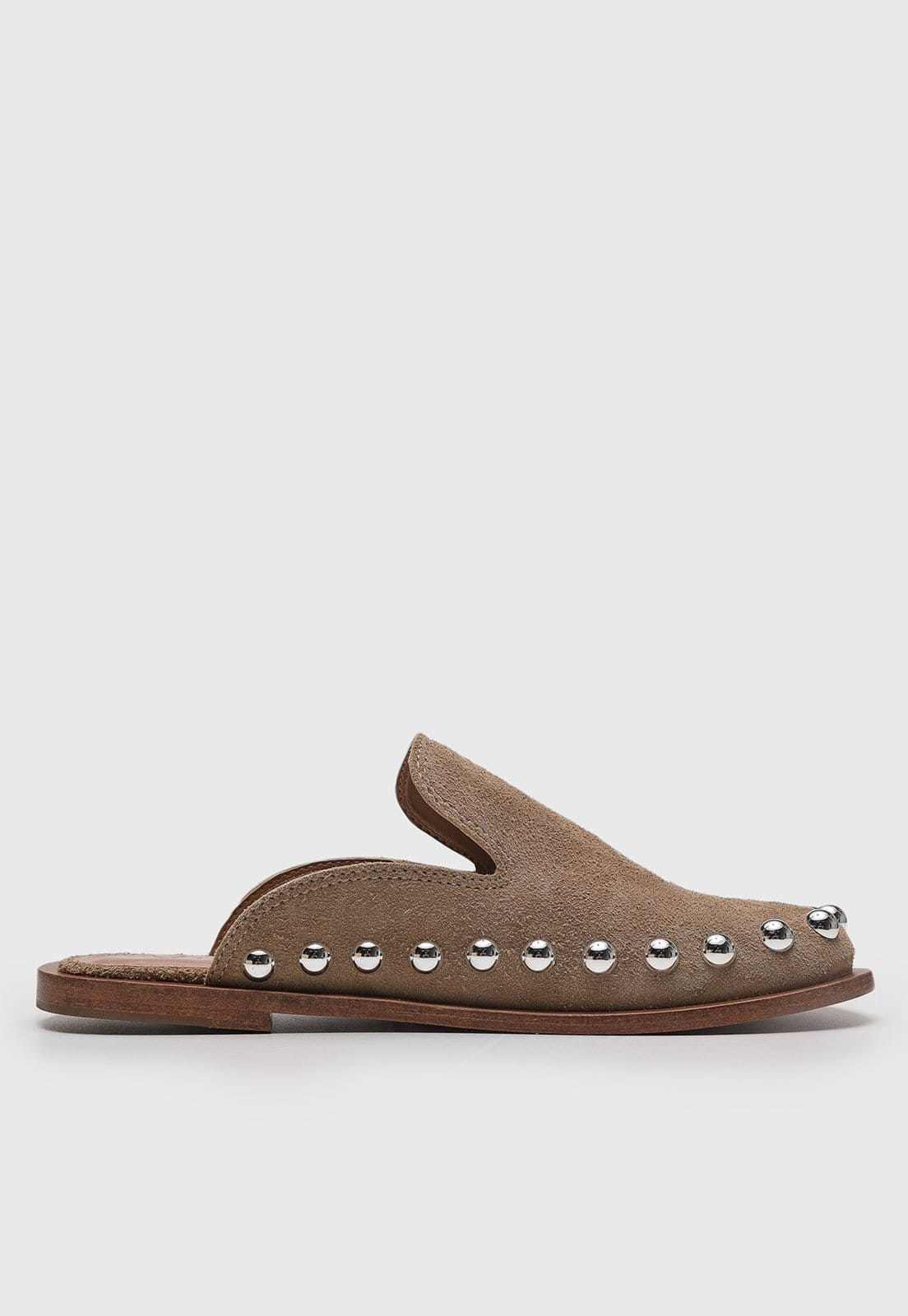 Vista 2 Sapatilha Feminina Vicenza Mule Camurça com Tachas Vicenza bege