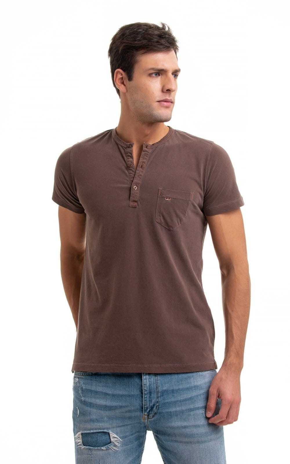 Camiseta Henley Aburguesia Slim Fit Café