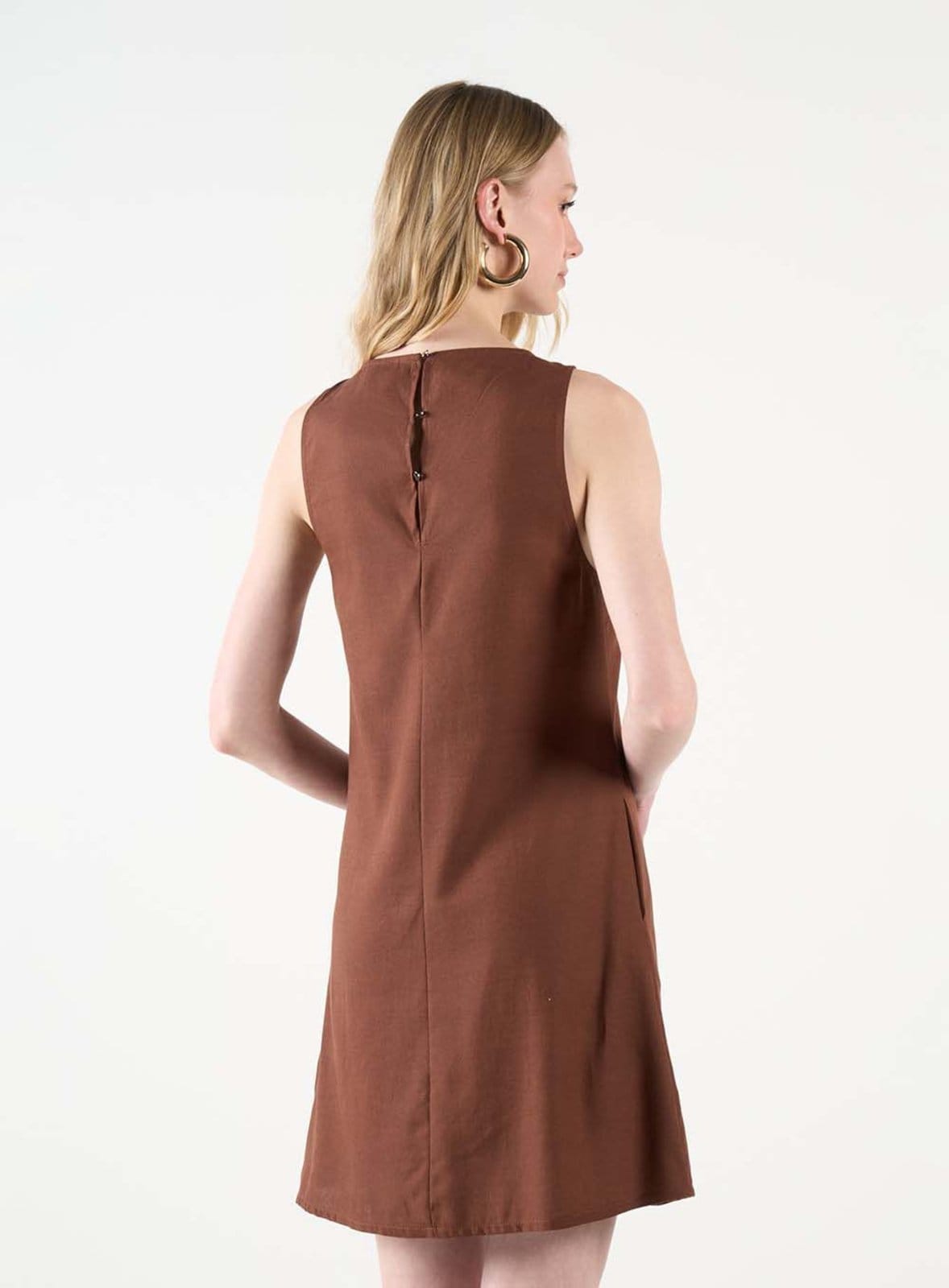 Vista 2 Vestido Curto Evasê Comfort Colcci CLC Truffle Colcci CLC marrom