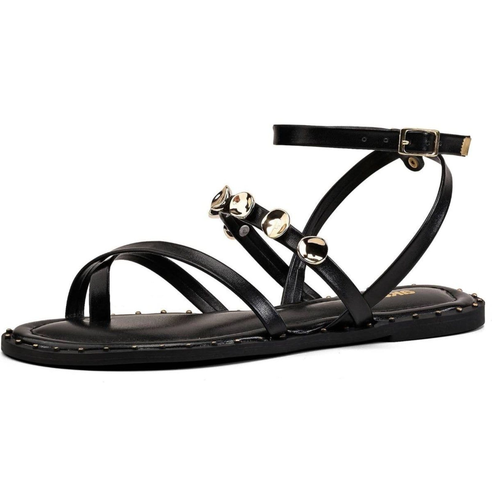 Sandália Feminina Rasteirinha Preta Spikes