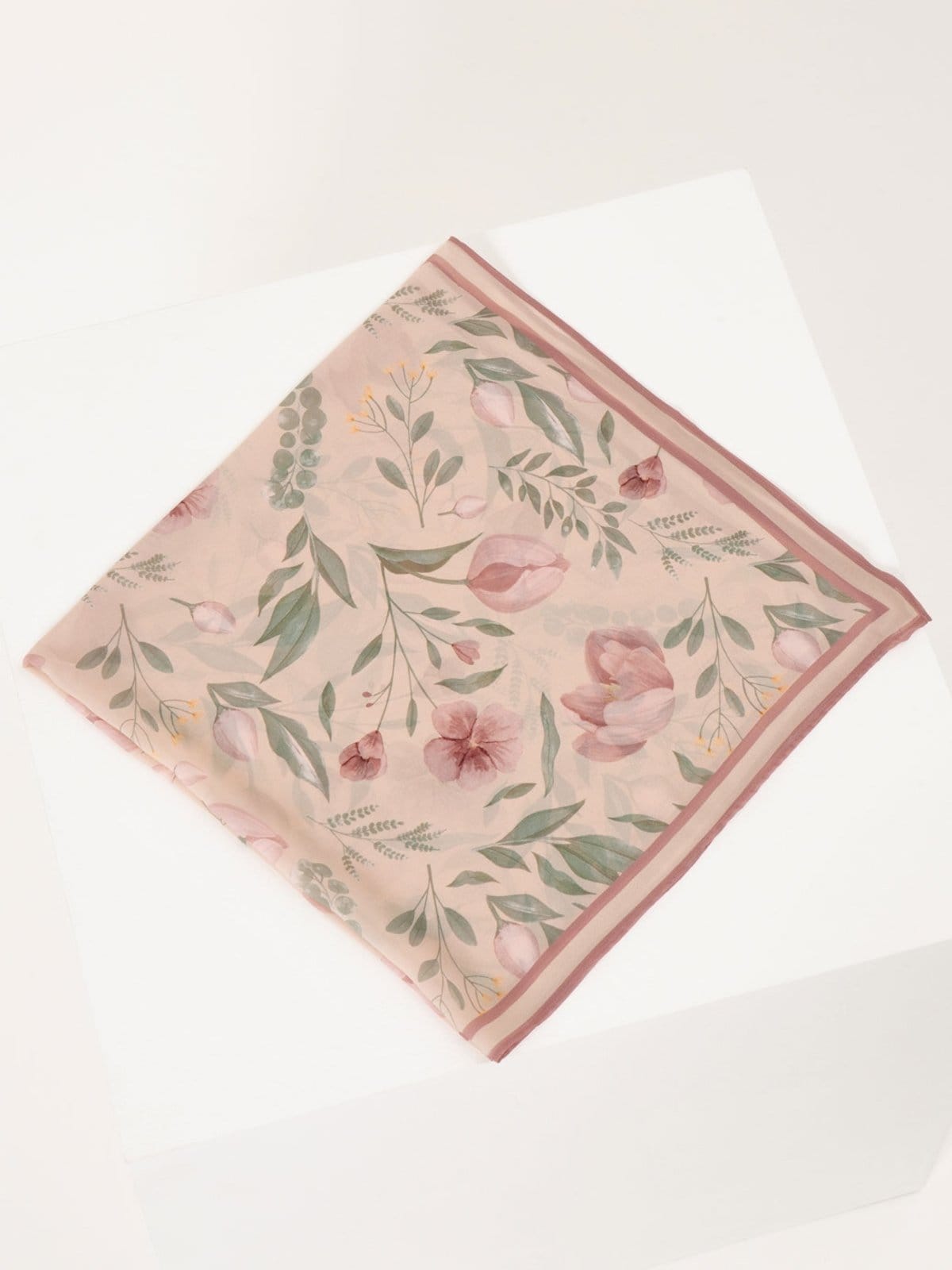 Lenço Barrado Estampado Floral Ane