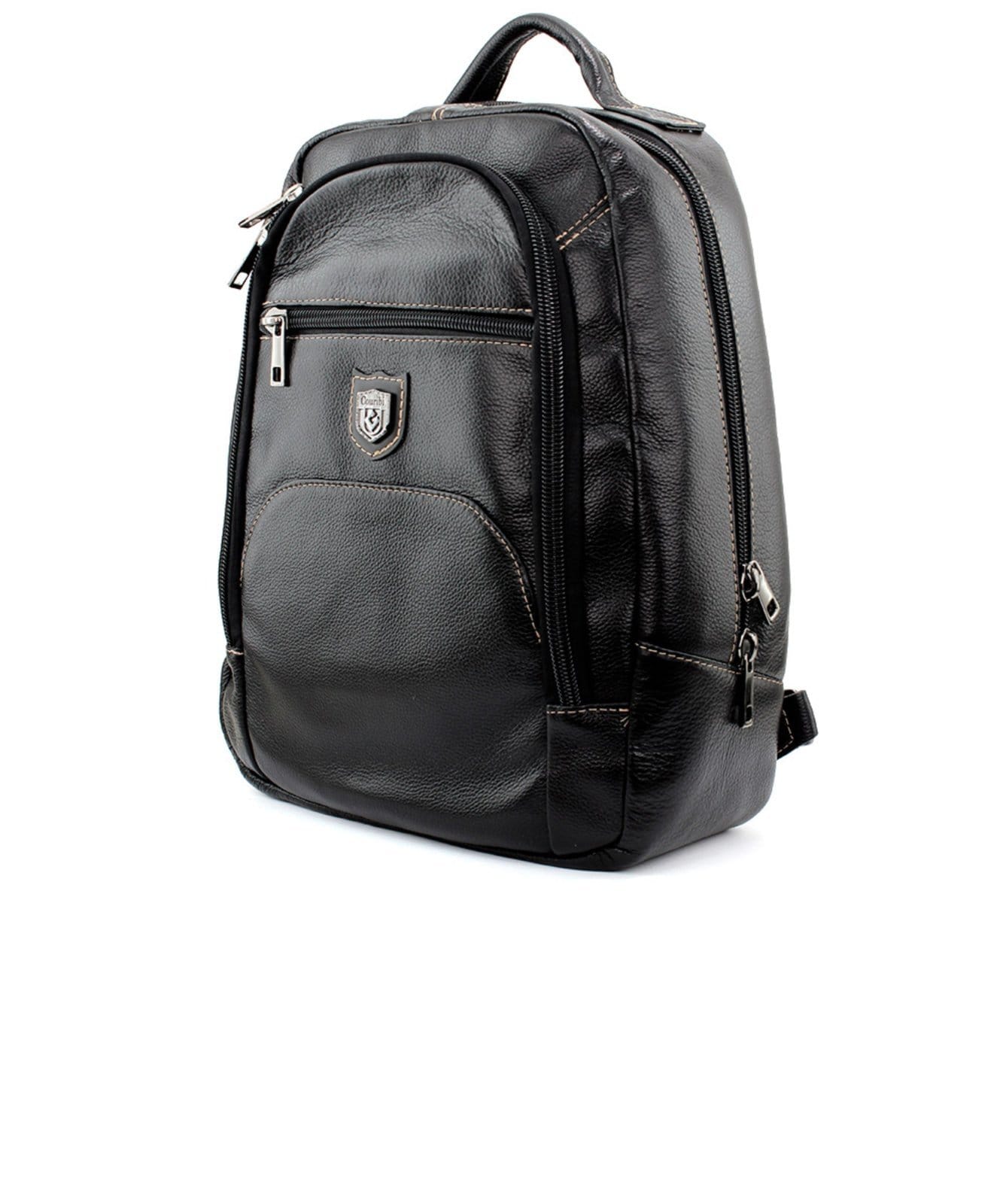 Vista 2 Mochila Masculina Couribi Porta Notebook Couro Preto Pixolé incolor