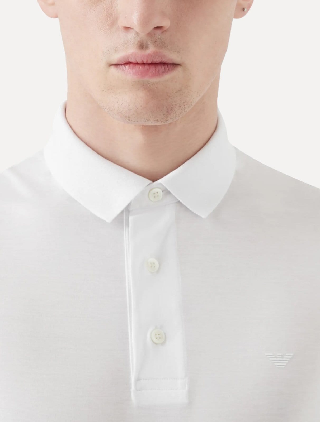 Vista 2 Polo Empório Armani Masculina Essential Micro Águia Branca Emporio Armani branco