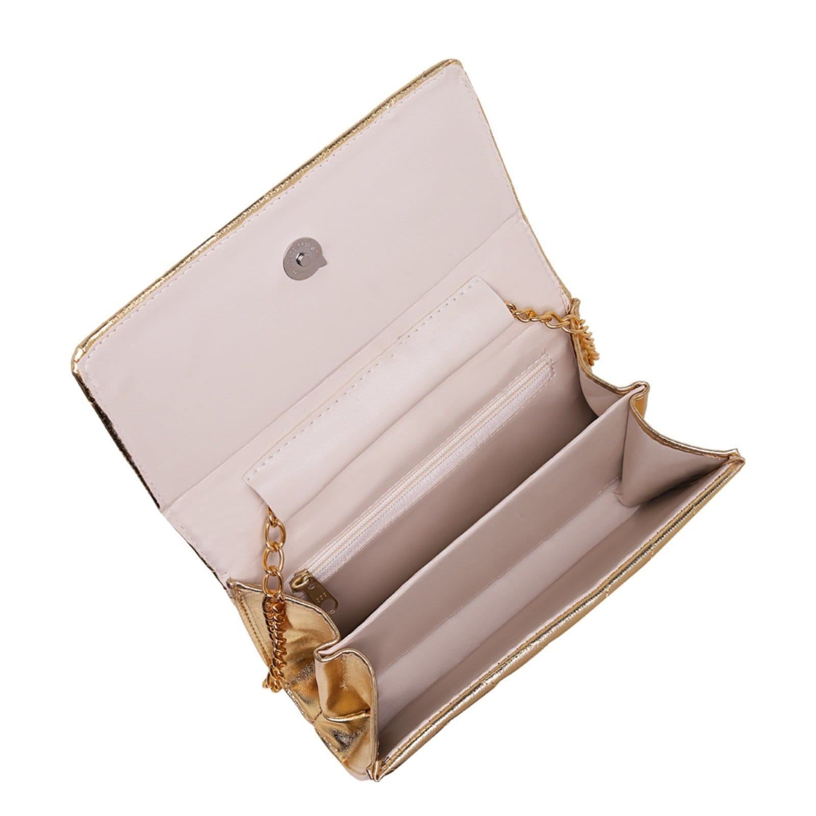 Vista 2 Bolsa Dourada Clutch Feminina Pequena Matelasse CARMELO SHOES dourado