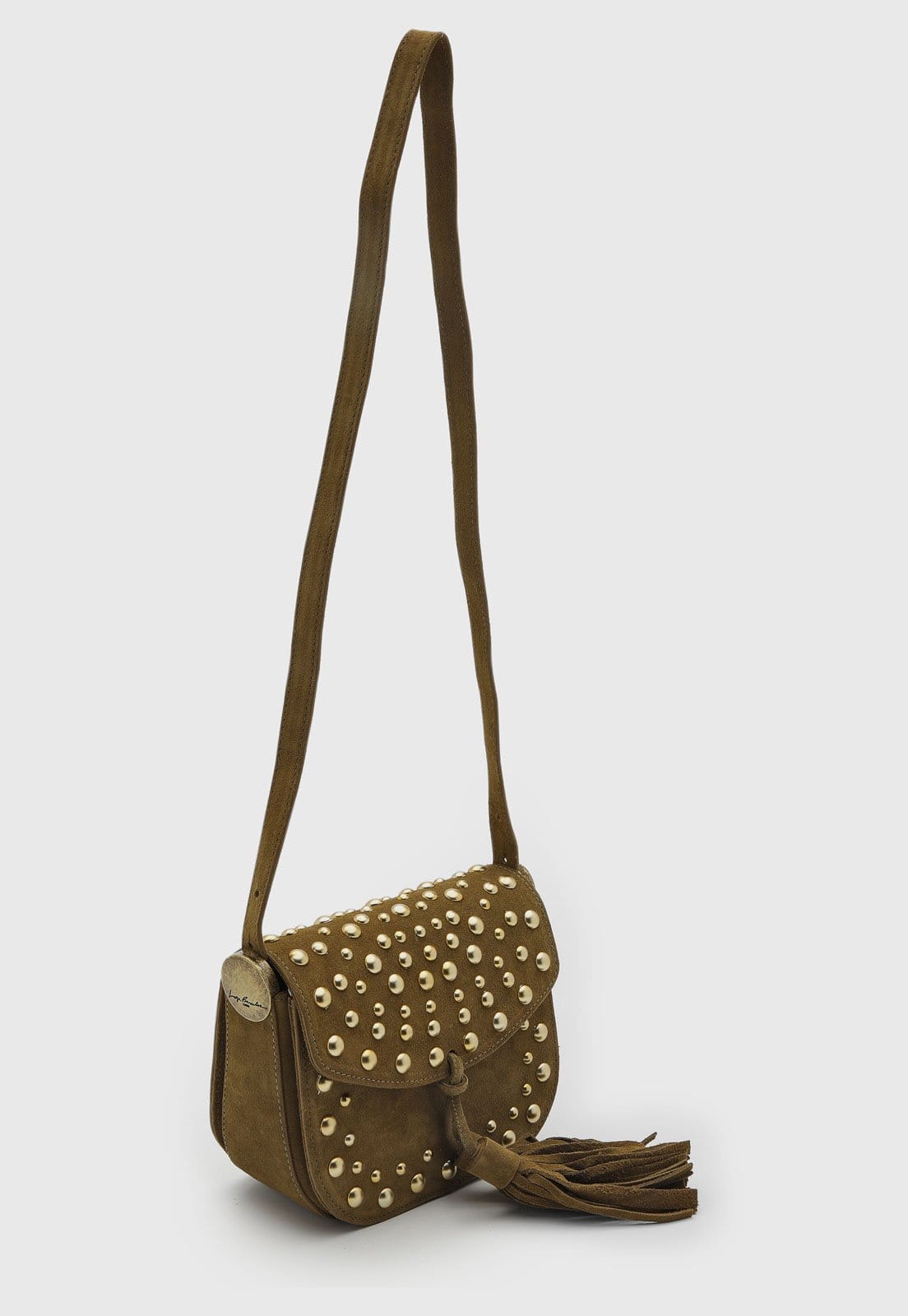 Vista 2 Bolsa Feminina Luiza Barcelos Média Camurça Oliva Luiza Barcelos verde