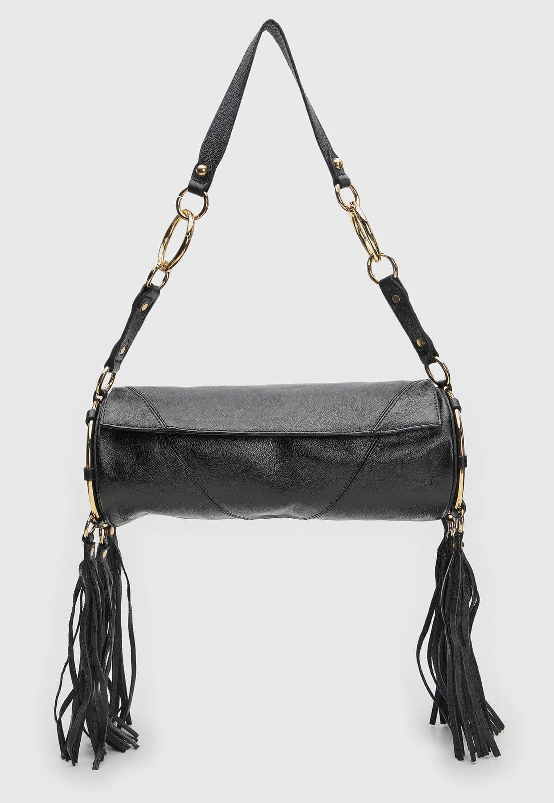 Bolsa Média Feminina Arezzo Franjas Preta