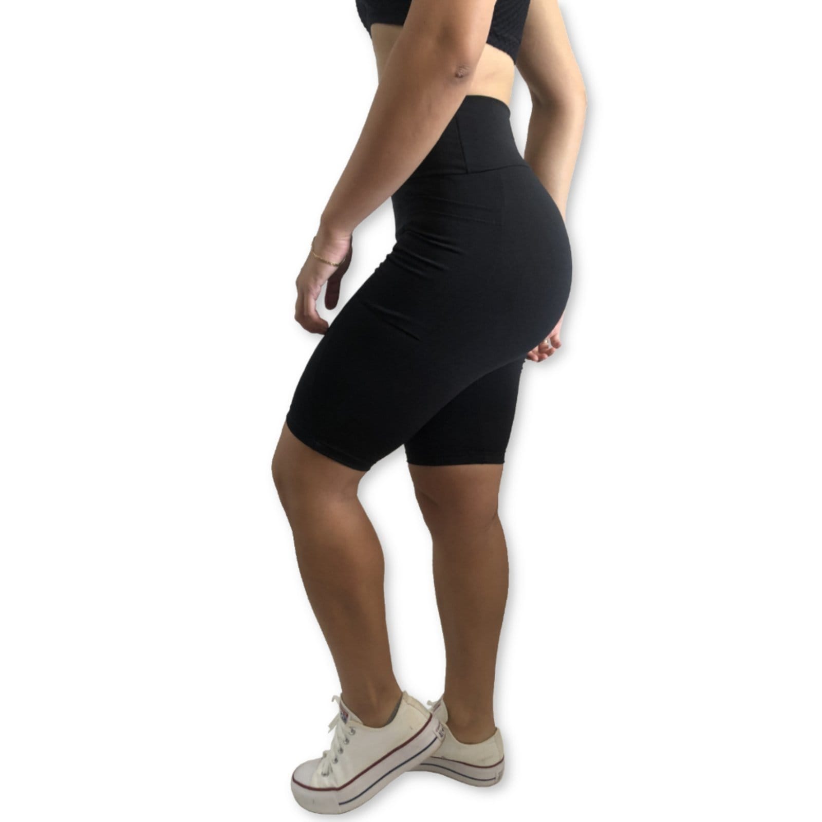 Vista 2 Bermuda Plus Size Heide Ribeiro Fit Bolso para Dispositivos Heide Ribeiro preto