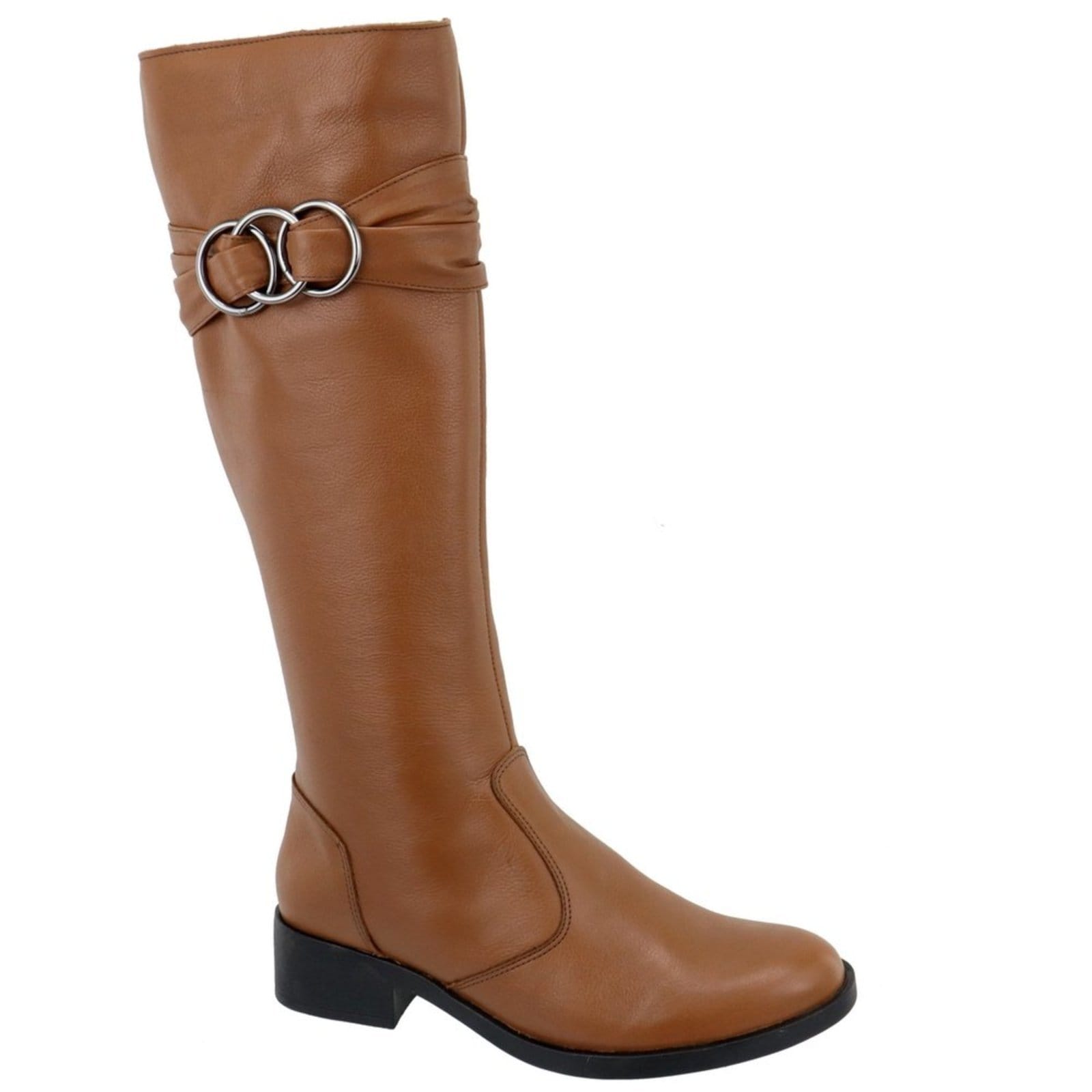 Bota Montaria em Couro Feminina Cano Longo Conhaque