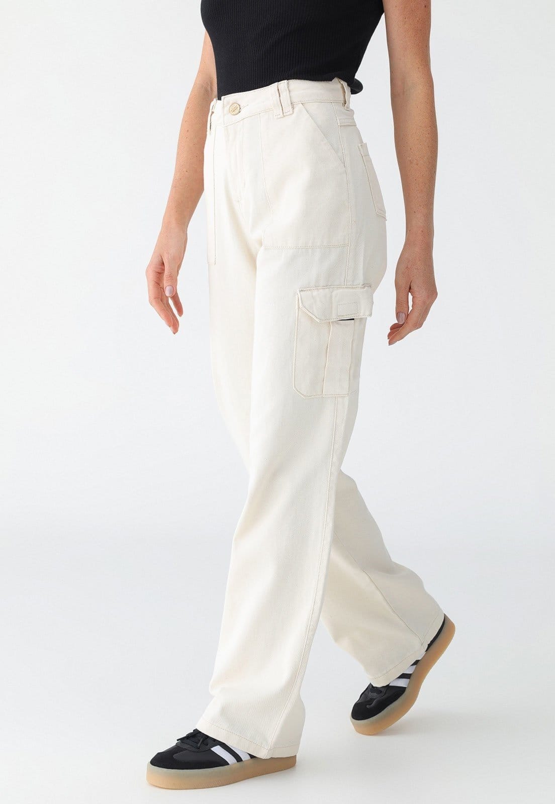 Vista 2 Calça HNO Jeans Cargo Em Sarja Moda Off White HNO Jeans branco white