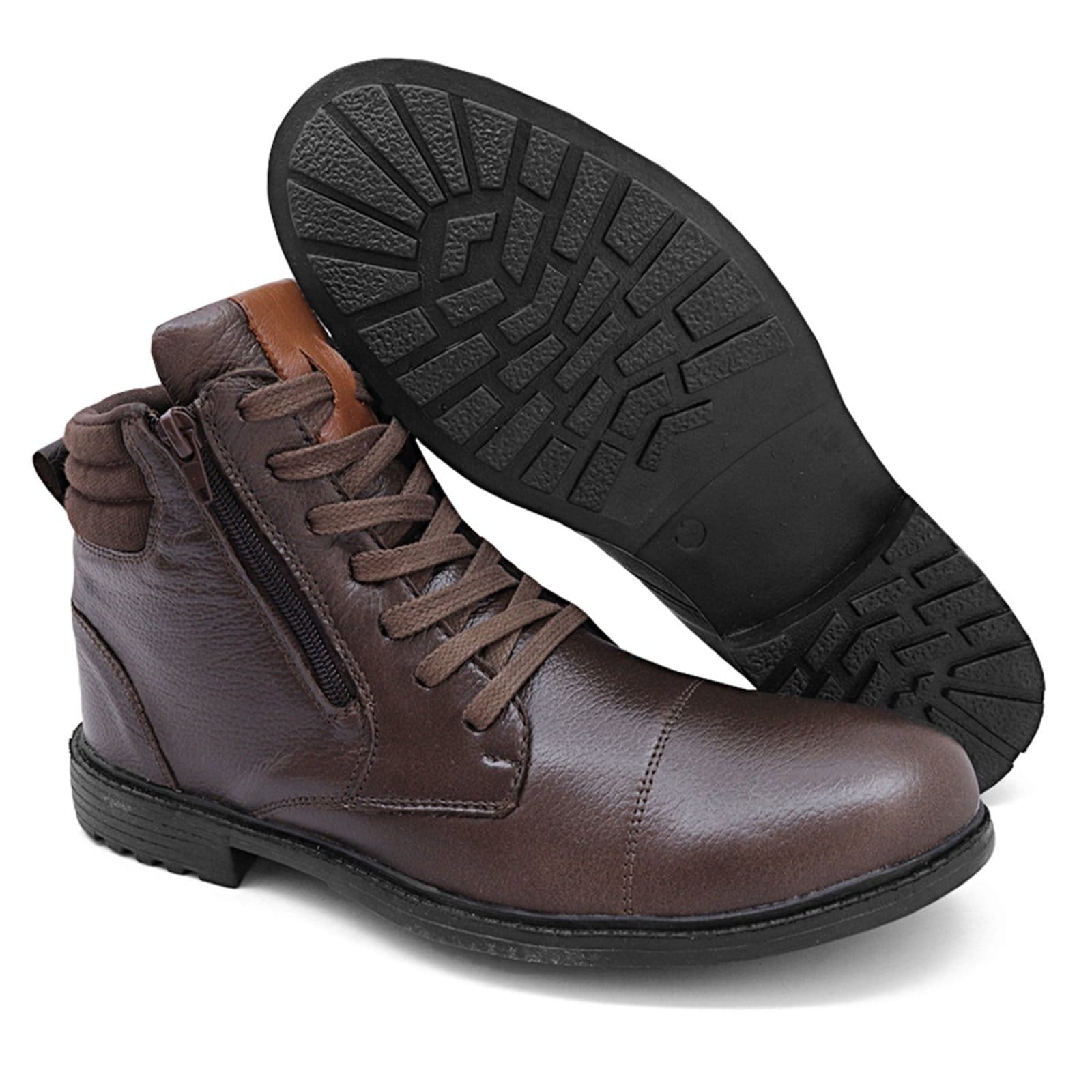 Vista 2 Bota Coturno Casual Nine4 em Couro Macio Soft Premium Nine4 café/marrom