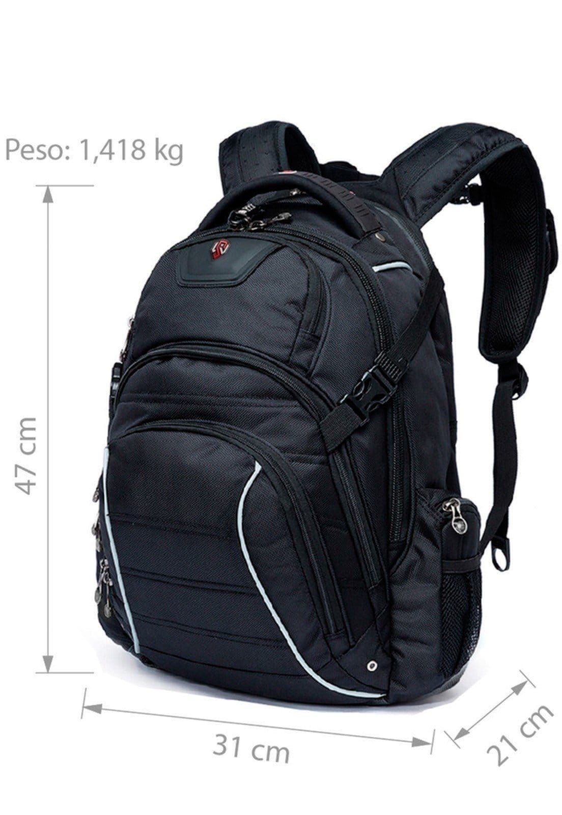 Vista 2 Mochila Notebook Executiva Swissport Reforçada Trabalho Faculdade Swissport preto