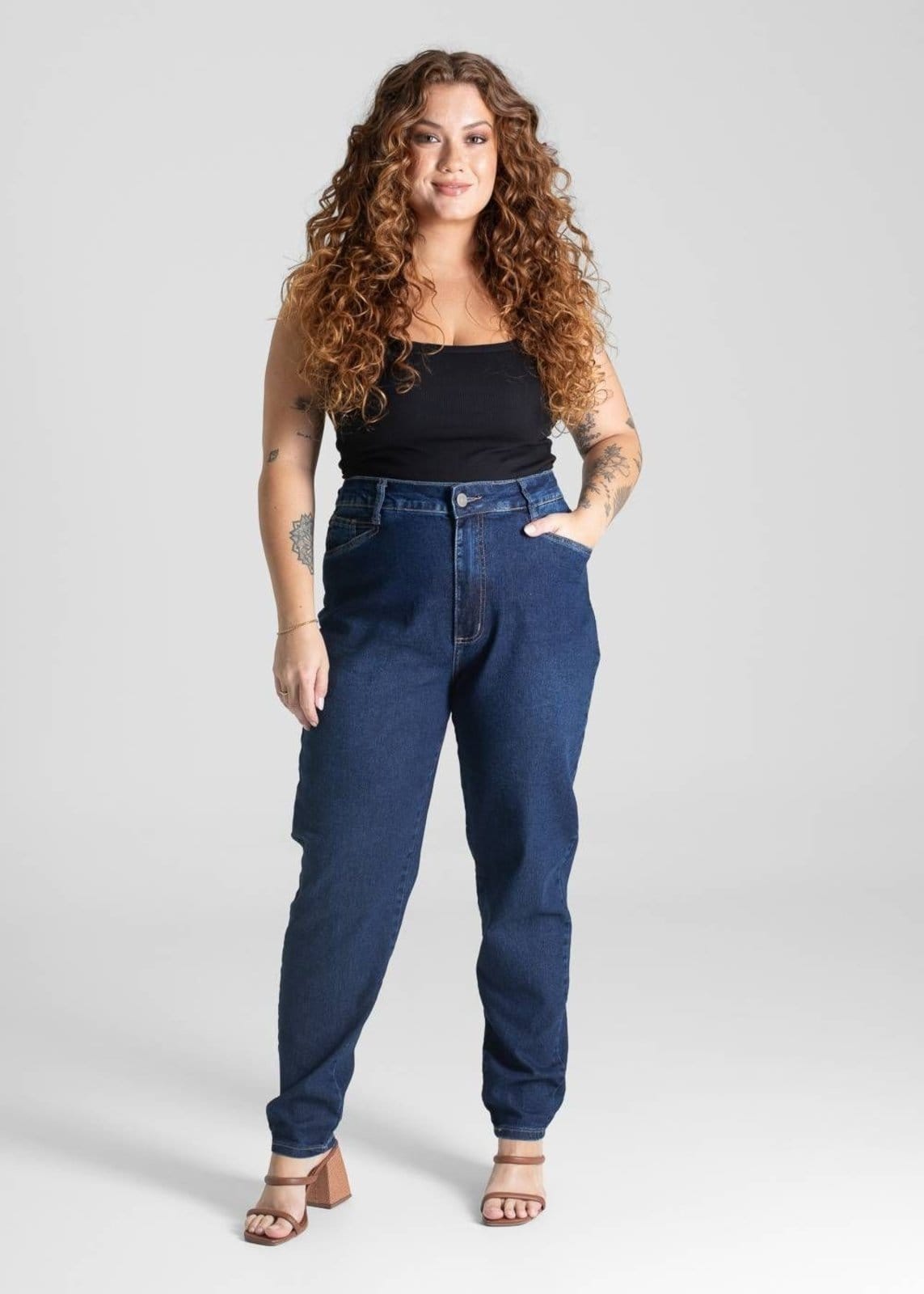 Vista 2 Calça Jeans Sawary Plus Size Mom - 281216 Sawary azul