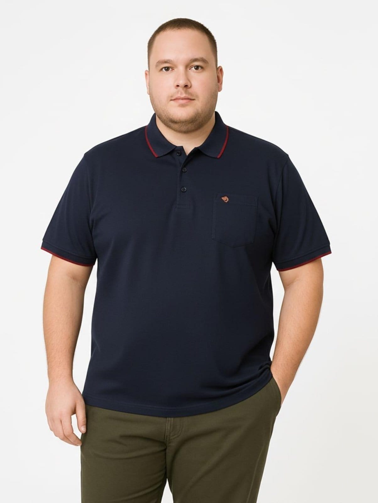 Polo Malha Manga Curta Plus Size Masculina MARINHO