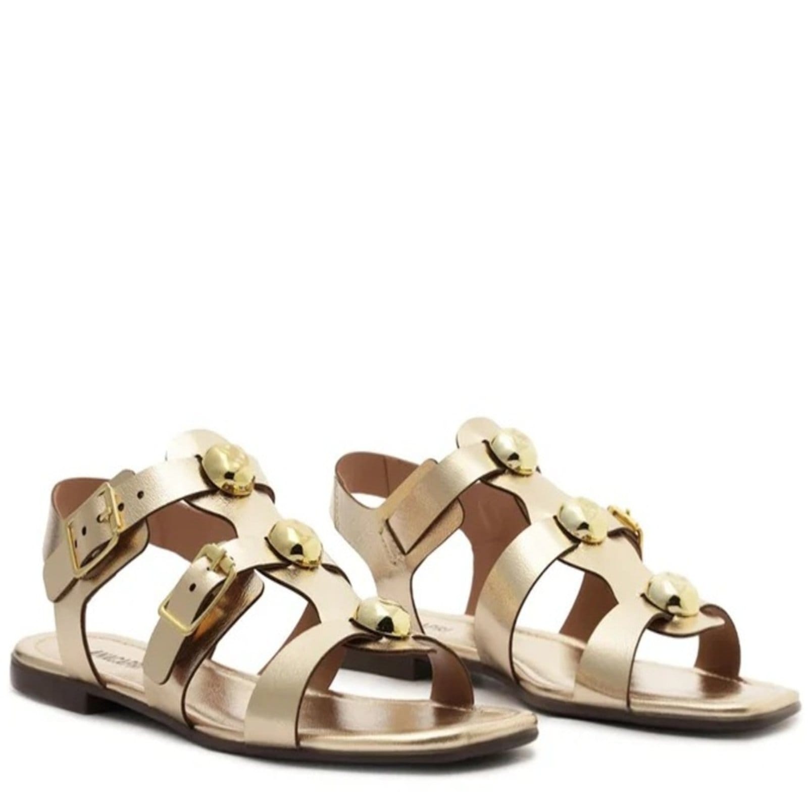 Vista 2 Sandália Anacapri Três Tiras Adornos Anacapri dourado