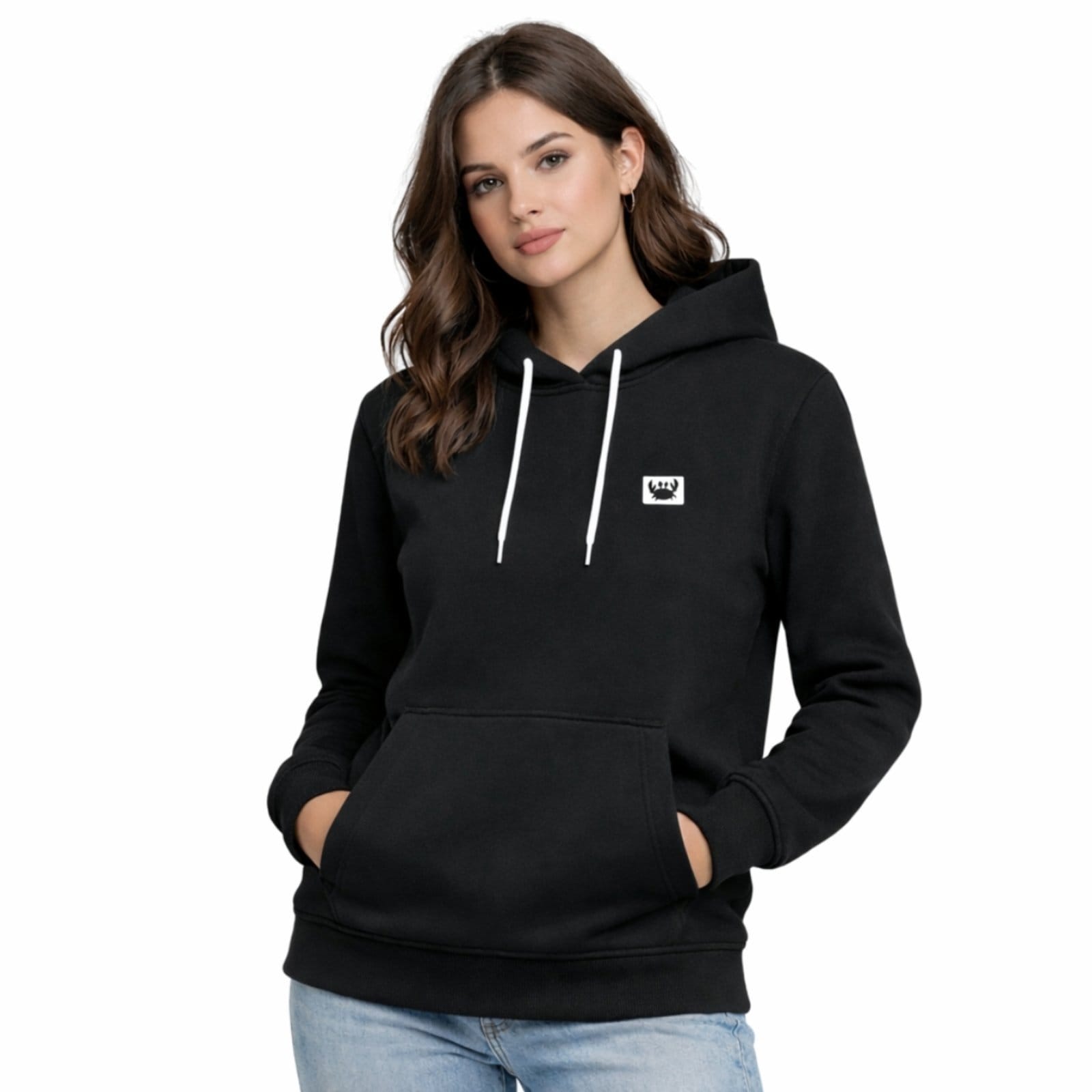 Blusa de Frio Moletom Liso Colorido Feminino Relaxado Com Capuz E Bolso Canguru