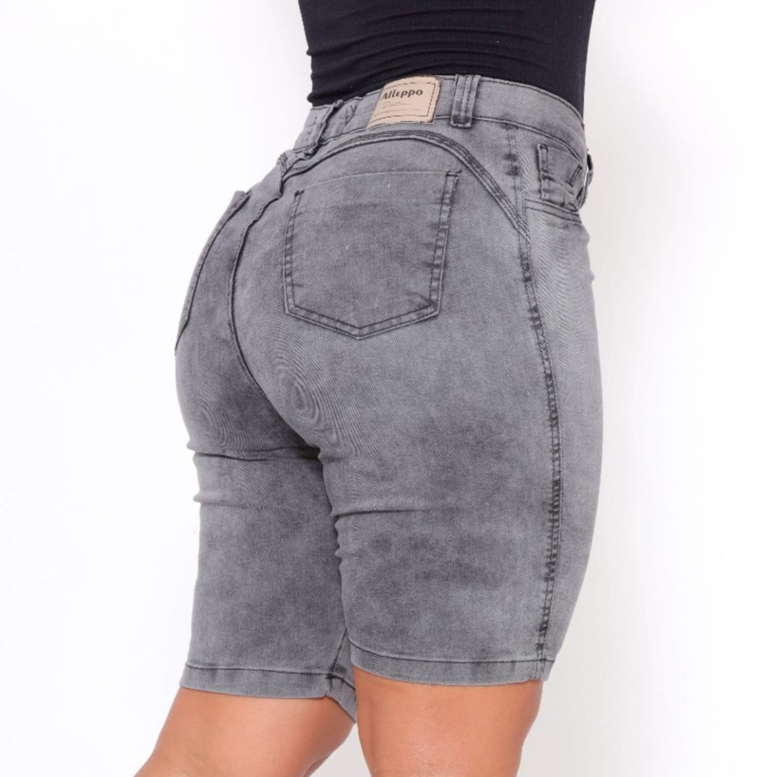 Vista 2 Bermuda Jeans Comprida Alleppo Jeans cinza/grafite/preto