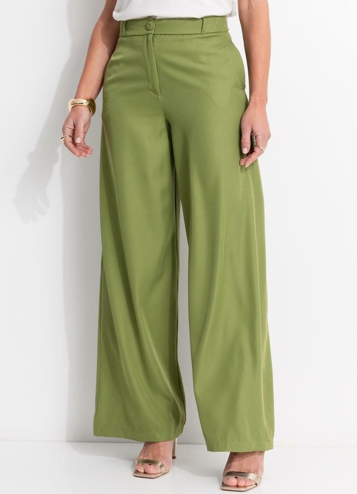 Calça Em Crepe Plano