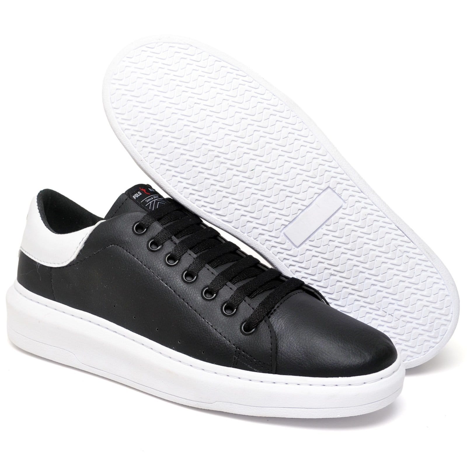 Tênis Masculino Adulto Juvenil Conforto Oversized Polo Blu Preto com Branco