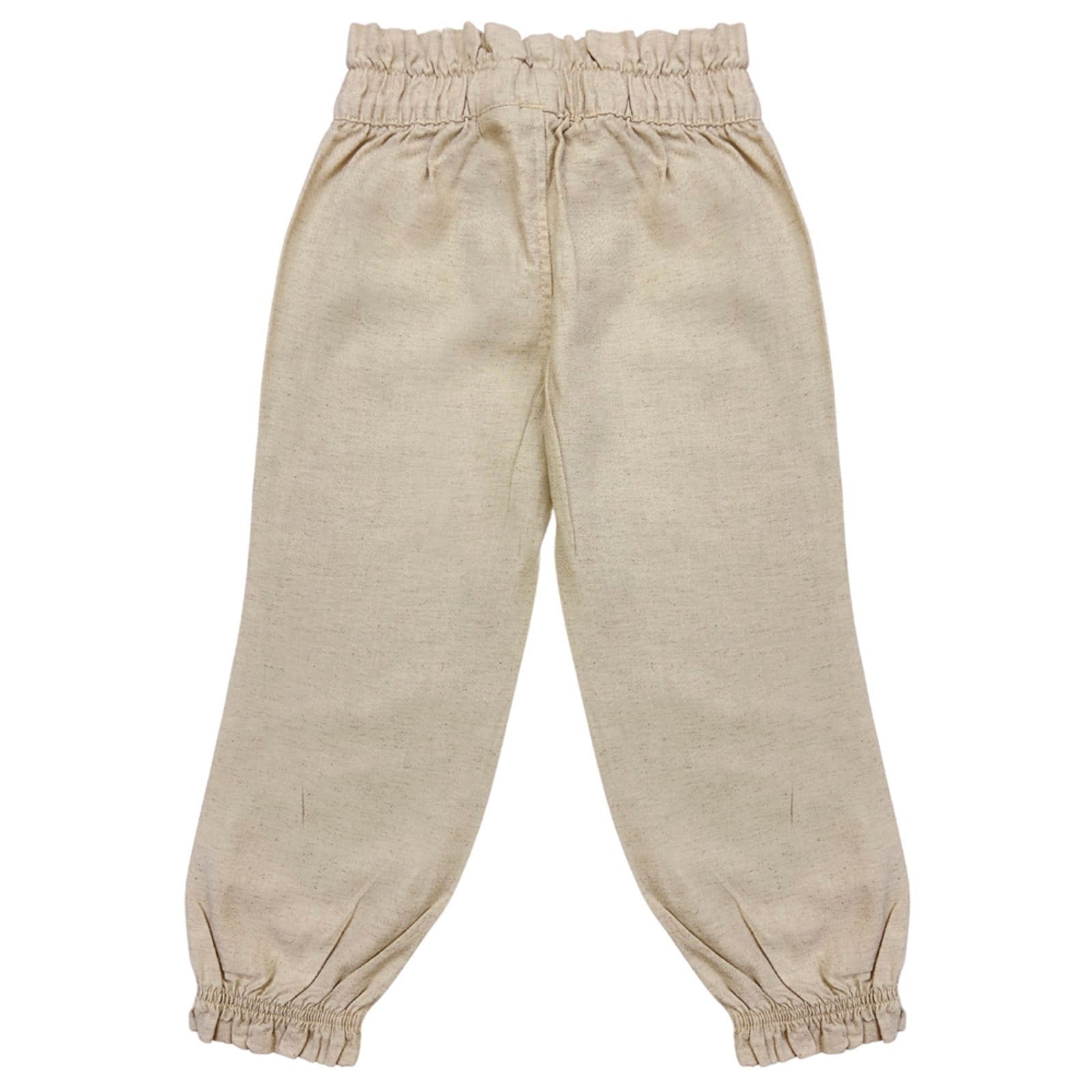 Vista 2 Infantil - Calça Look Jeans Jogger Linho Look Jeans bege