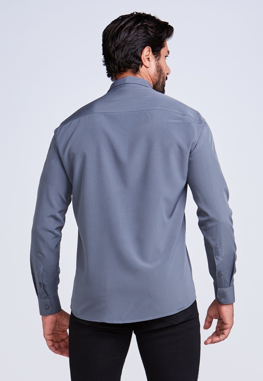 Vista 2 Camisa Social Masculina Daze Modas Manga Longa Chumbo Daze Modas cinza