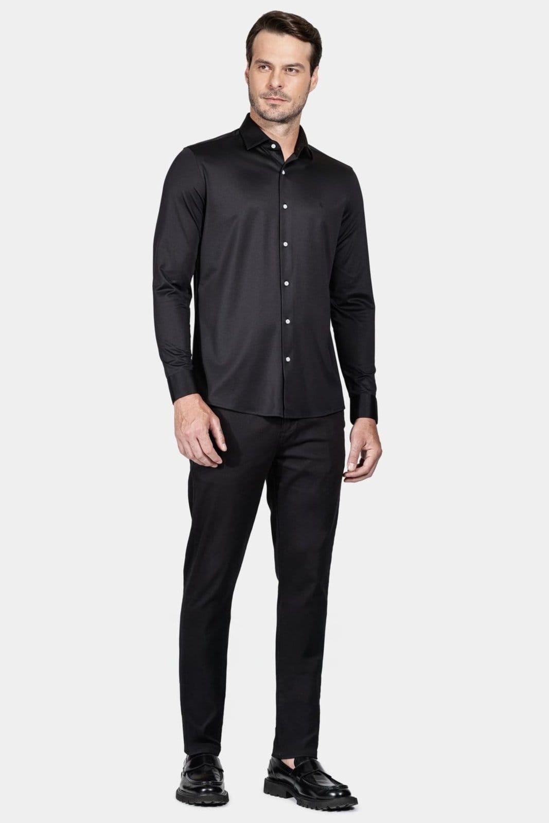 Vista 2 Camisa Aramis Slim Mercerizado Duplo Fio 70 Preto Aramis incolor