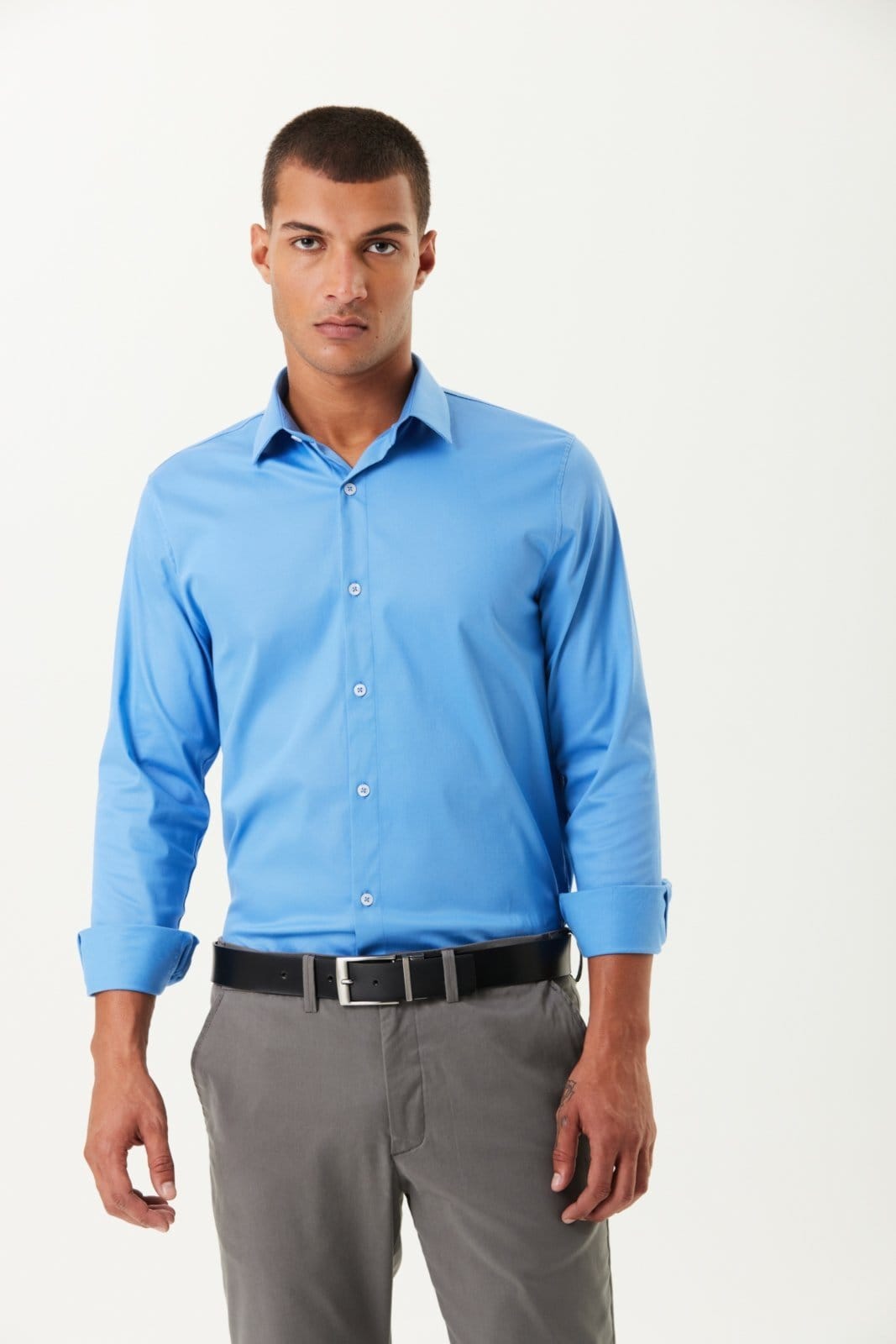 Camisa Traymon Regular Algodão Egípcio Azul Indigo