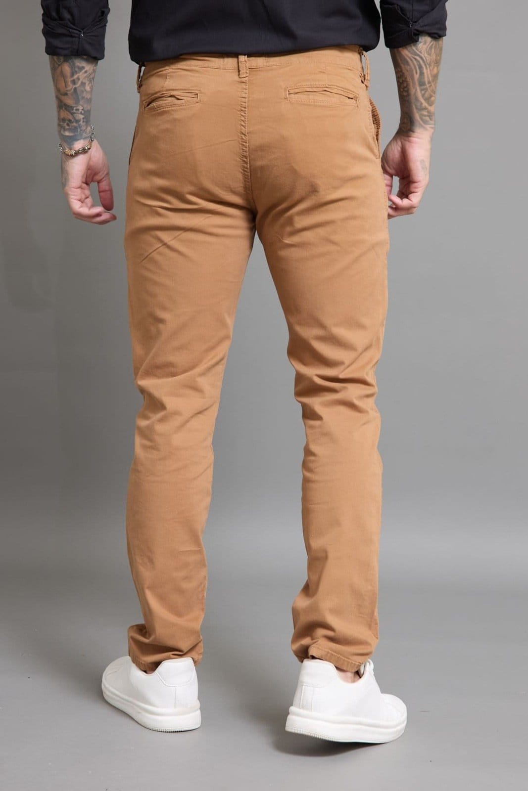 Vista 2 Calça Sarja Sport Fino Masculina Casual Color Dialogo Jeans Caqui DIALOGO cáqui caqui