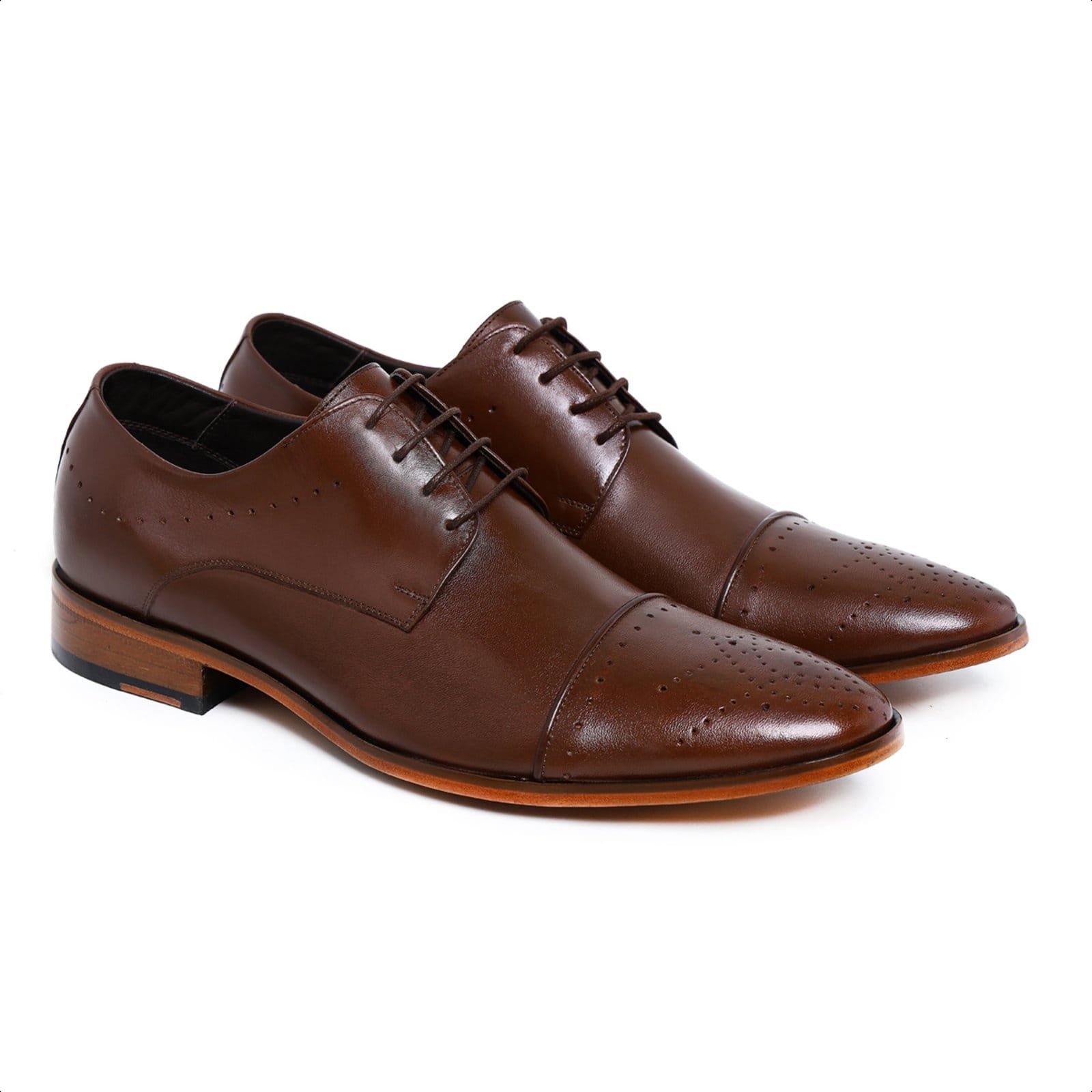 Vista 2 Sapato Social Brogue Fino em Couro Paulo Vieira cor Tabaco Paulo Vieira Homem café