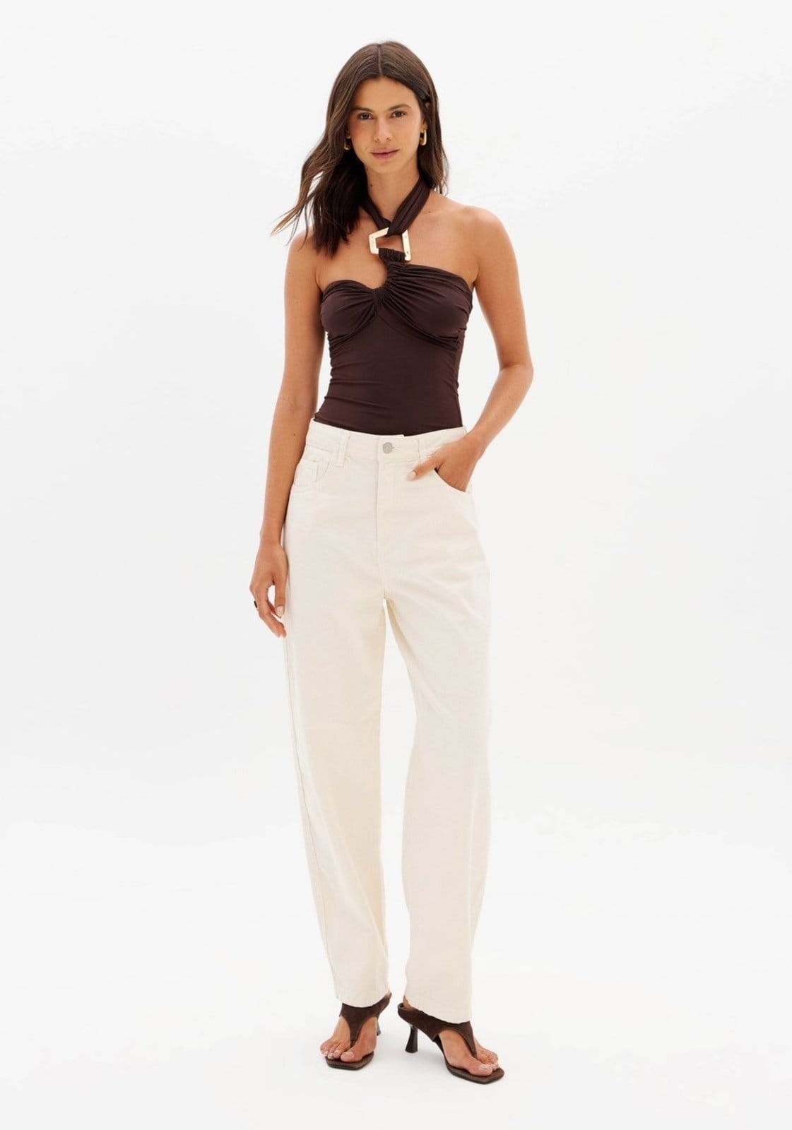 Calça Sarja Baggy Cintura Média