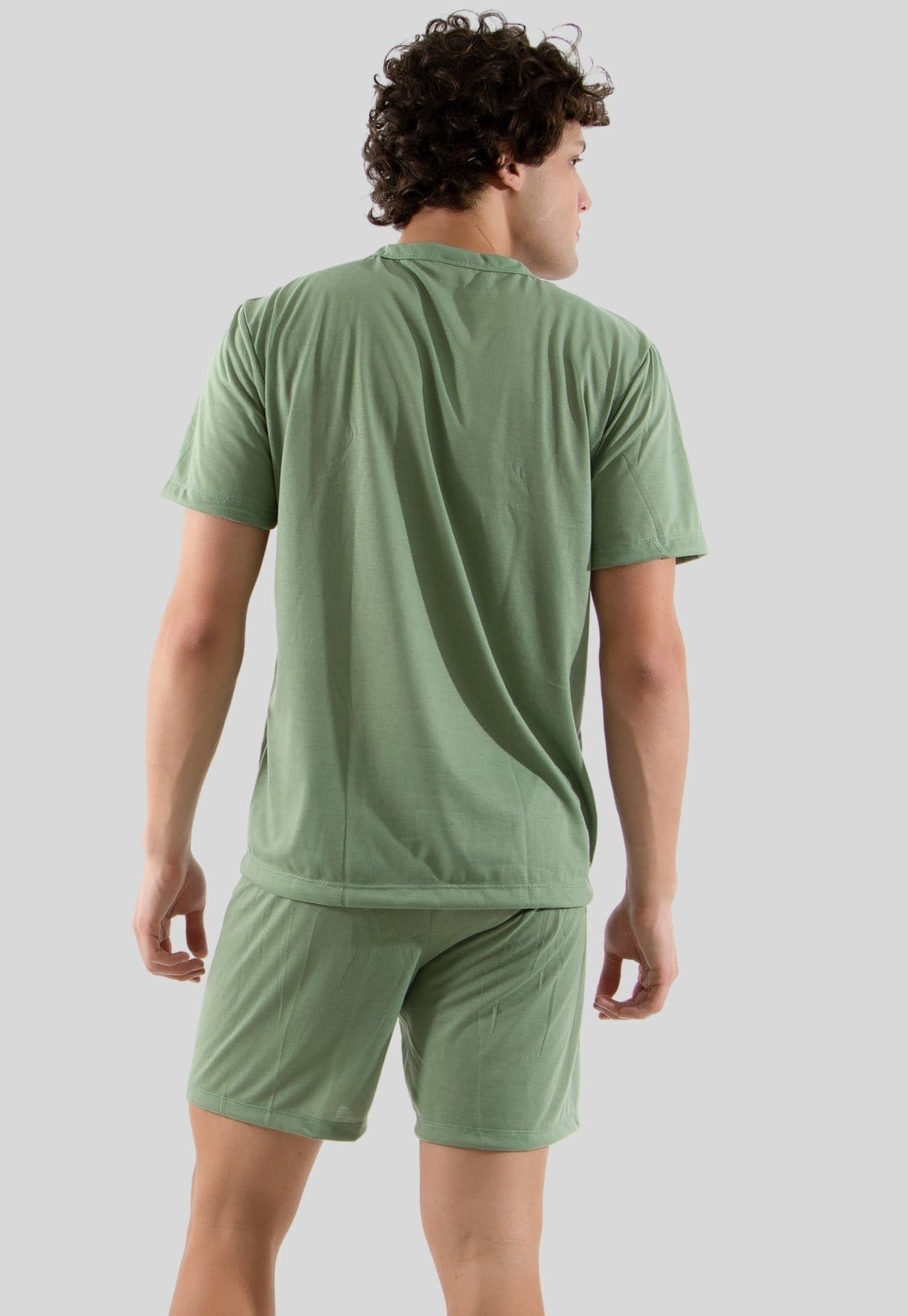 Vista 2 Pijama Masculino Manga Curto Linha Noite Claro Linha Noite verde