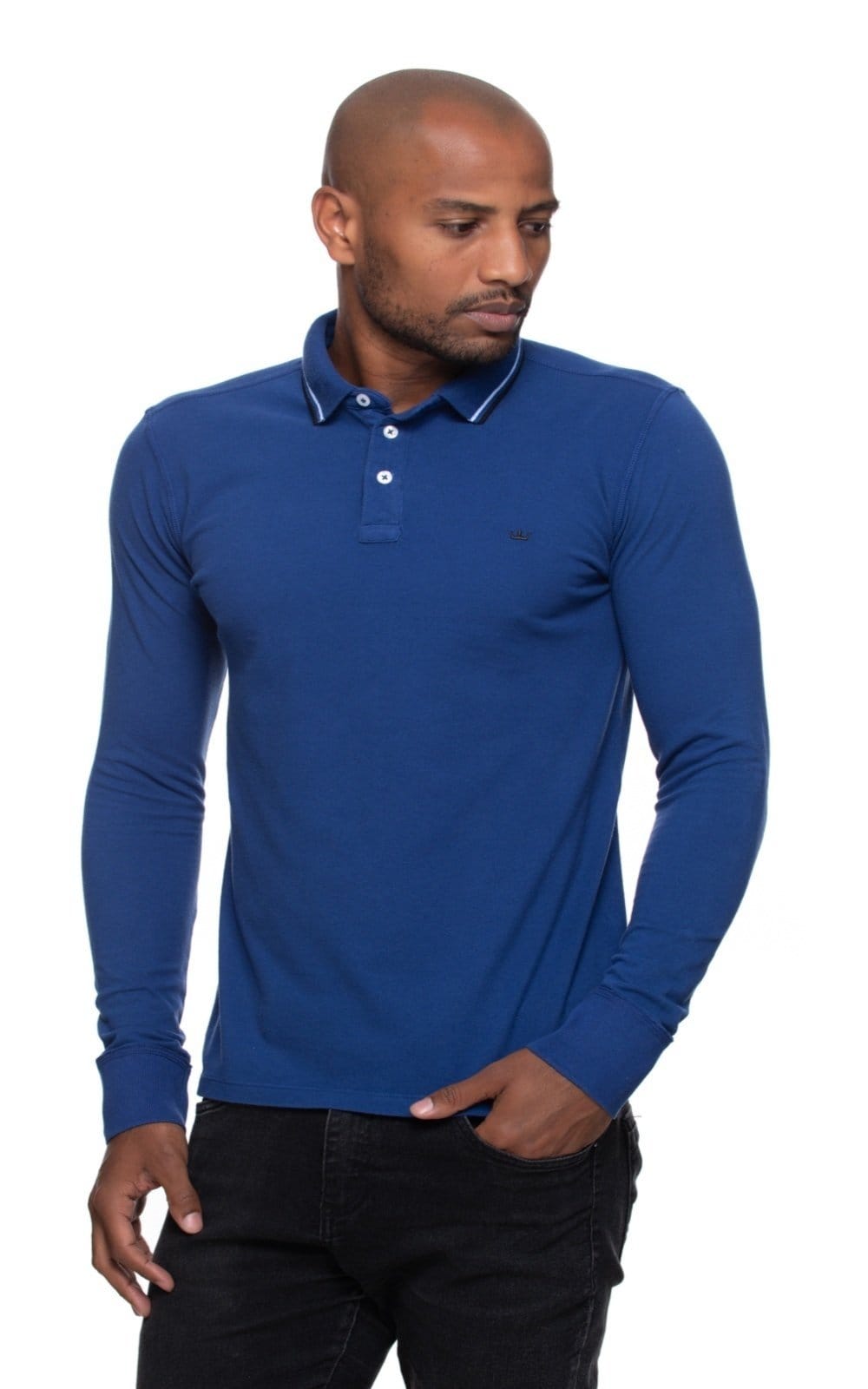 Vista 2 Camisa Polo Rugby Friso Aburguesia Slim Fit Alfaiataria Burguesia azul marinho