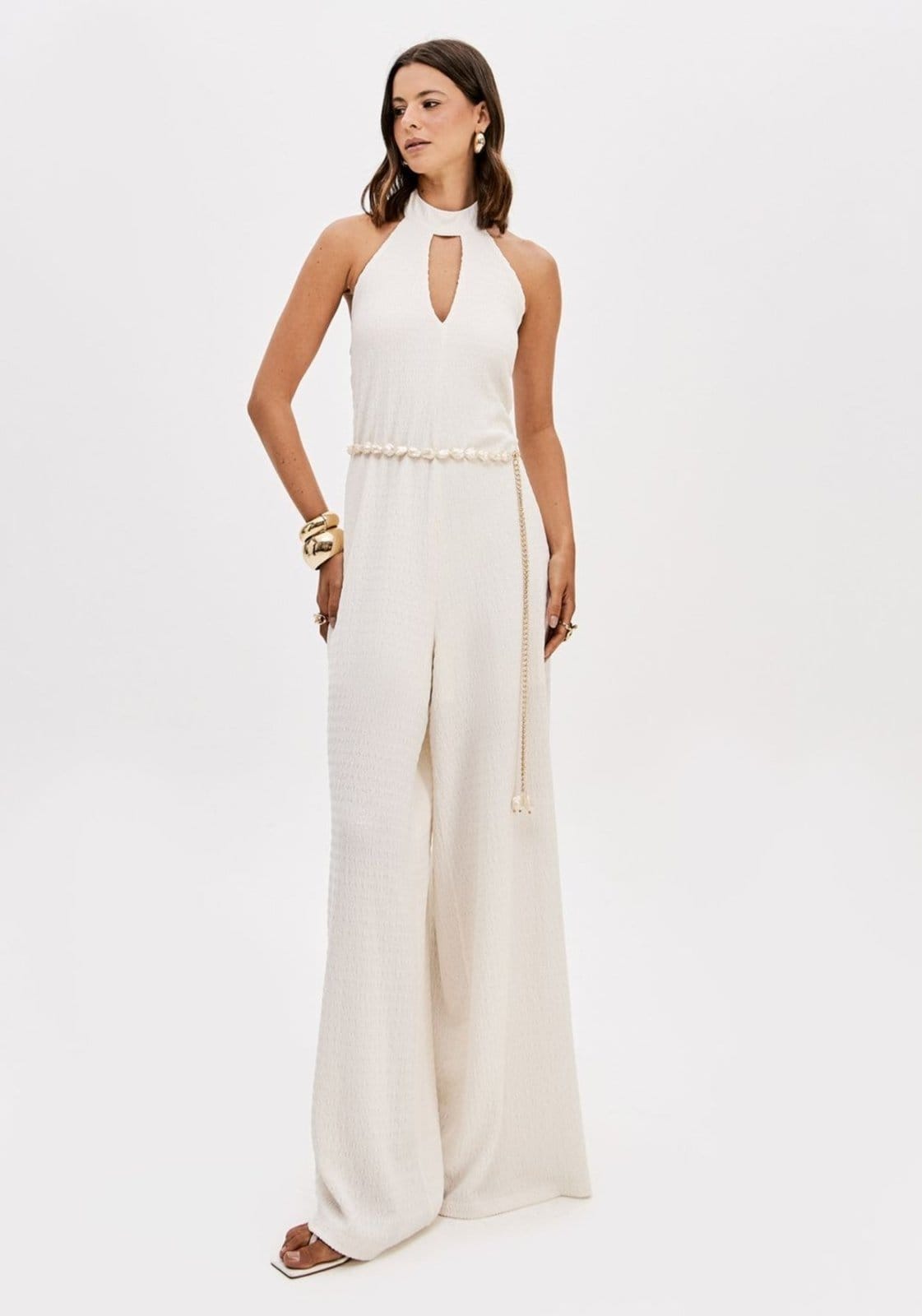 Macacão Longo Frente Única Com Cinto