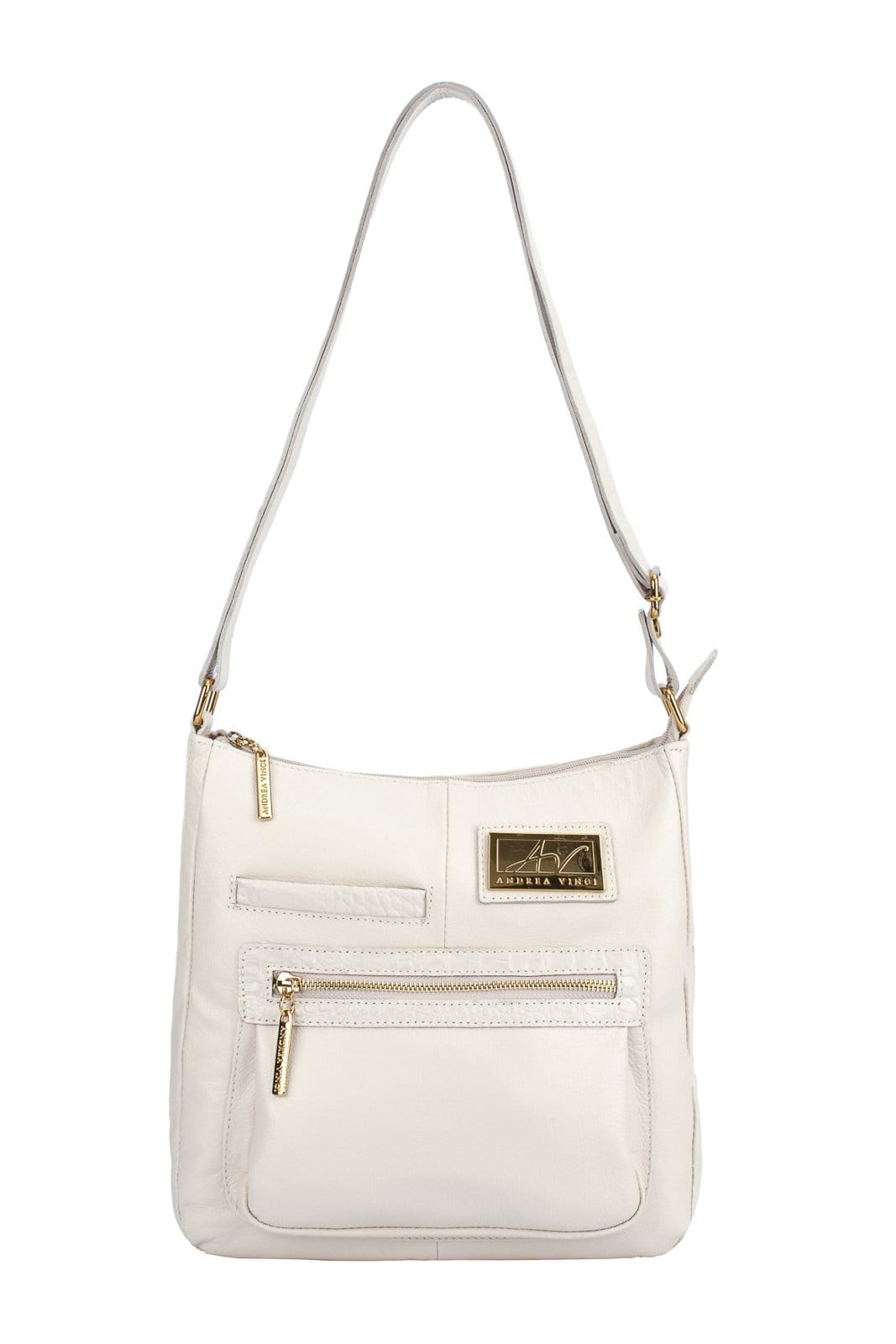 Bolsa tiracolo em couro liso Denise - Marfim