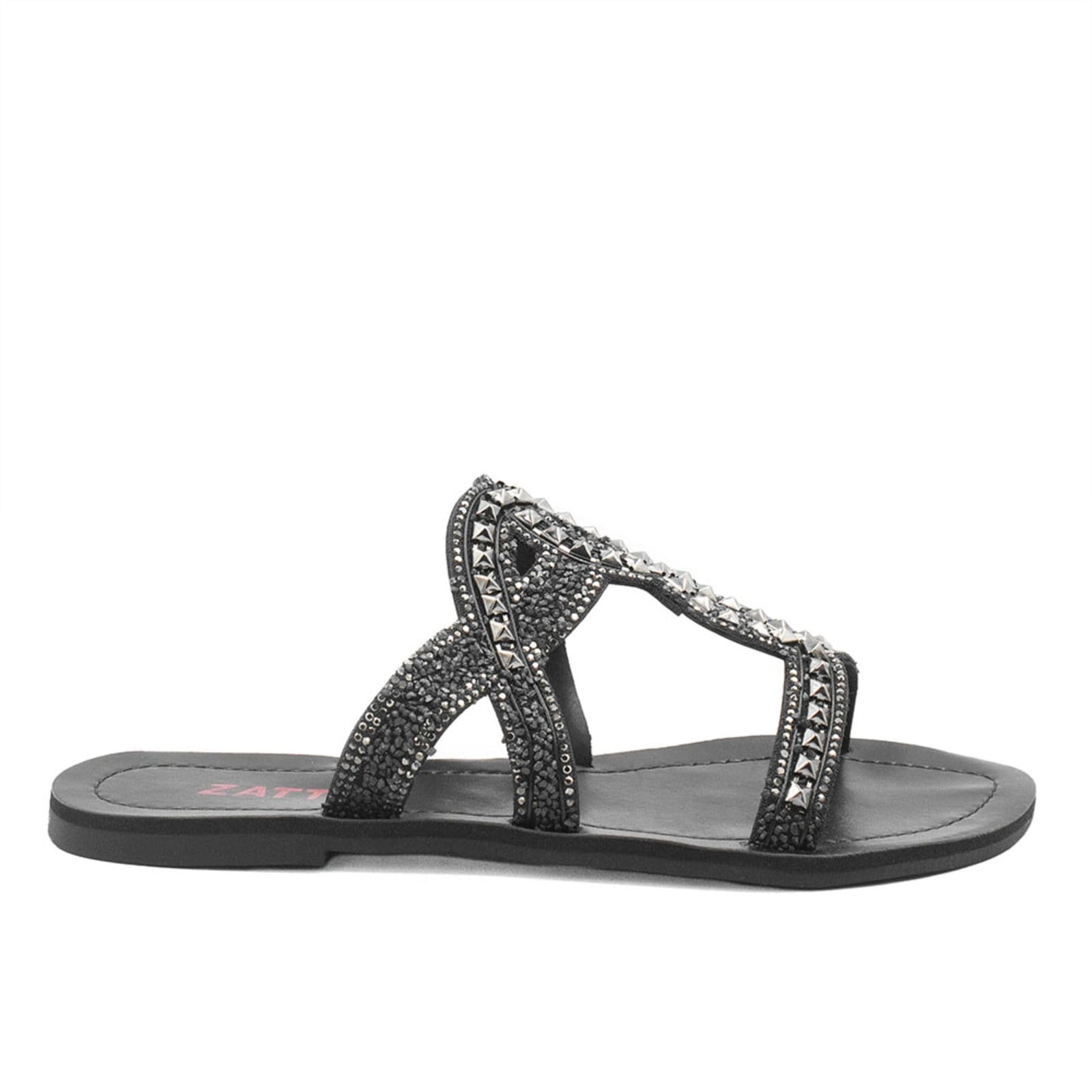 Vista principal Rasteira Feminina Zatta Pedraria Marina Preta ZATTA preto