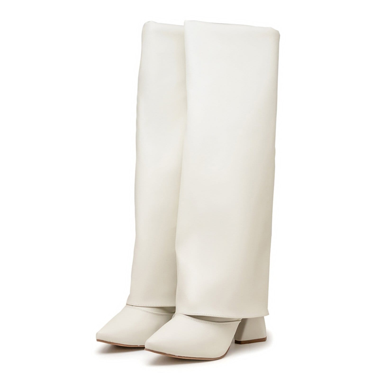 Vista principal Bota Feminina Capa em Napa Off White Salto Geométrico 23017 Flor da Pele off-white white