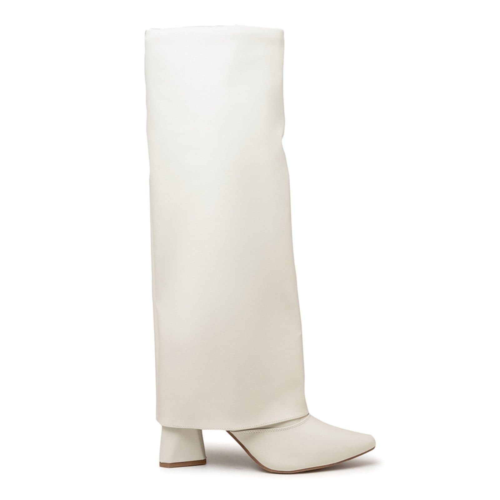 Vista 2 Bota Feminina Capa em Napa Off White Salto Geométrico 23017 Flor da Pele off-white white